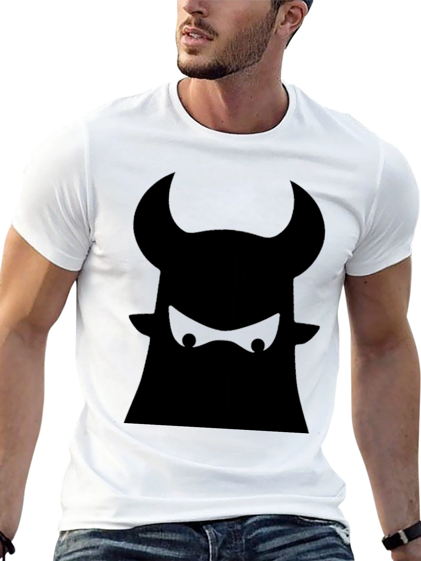 Black Bull Graphic Tee - Bold Black Cotton T-Shirt view 13