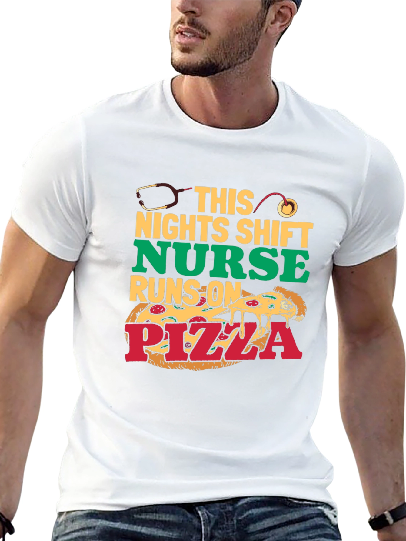Black Nurse Pizza T-Shirt: Night Shift Humor view 13