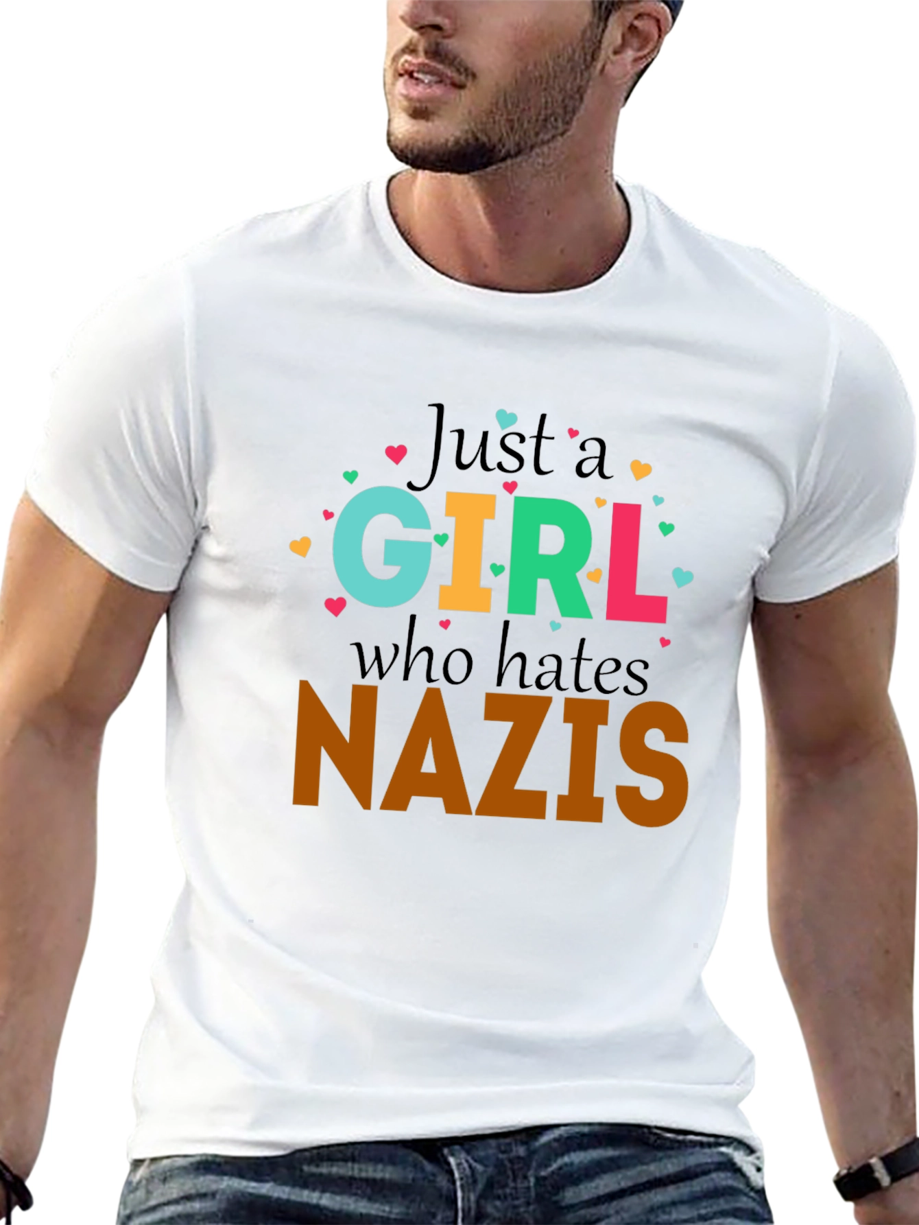 Black Just A Girl Who Hates Nazis Graphic Tee view 13