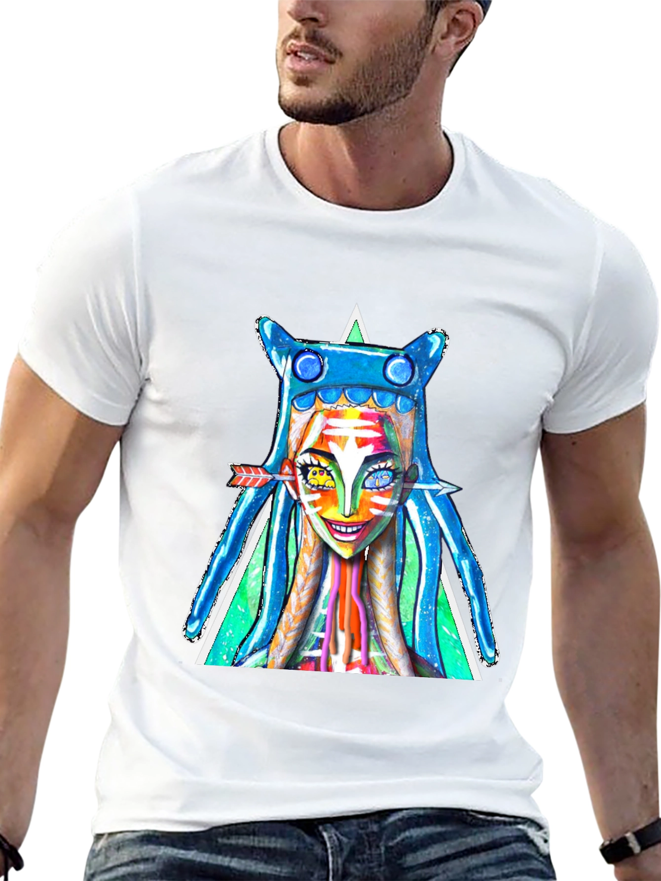 Black Funky Art T-Shirt - Colorful Character Graphic Tee view 13