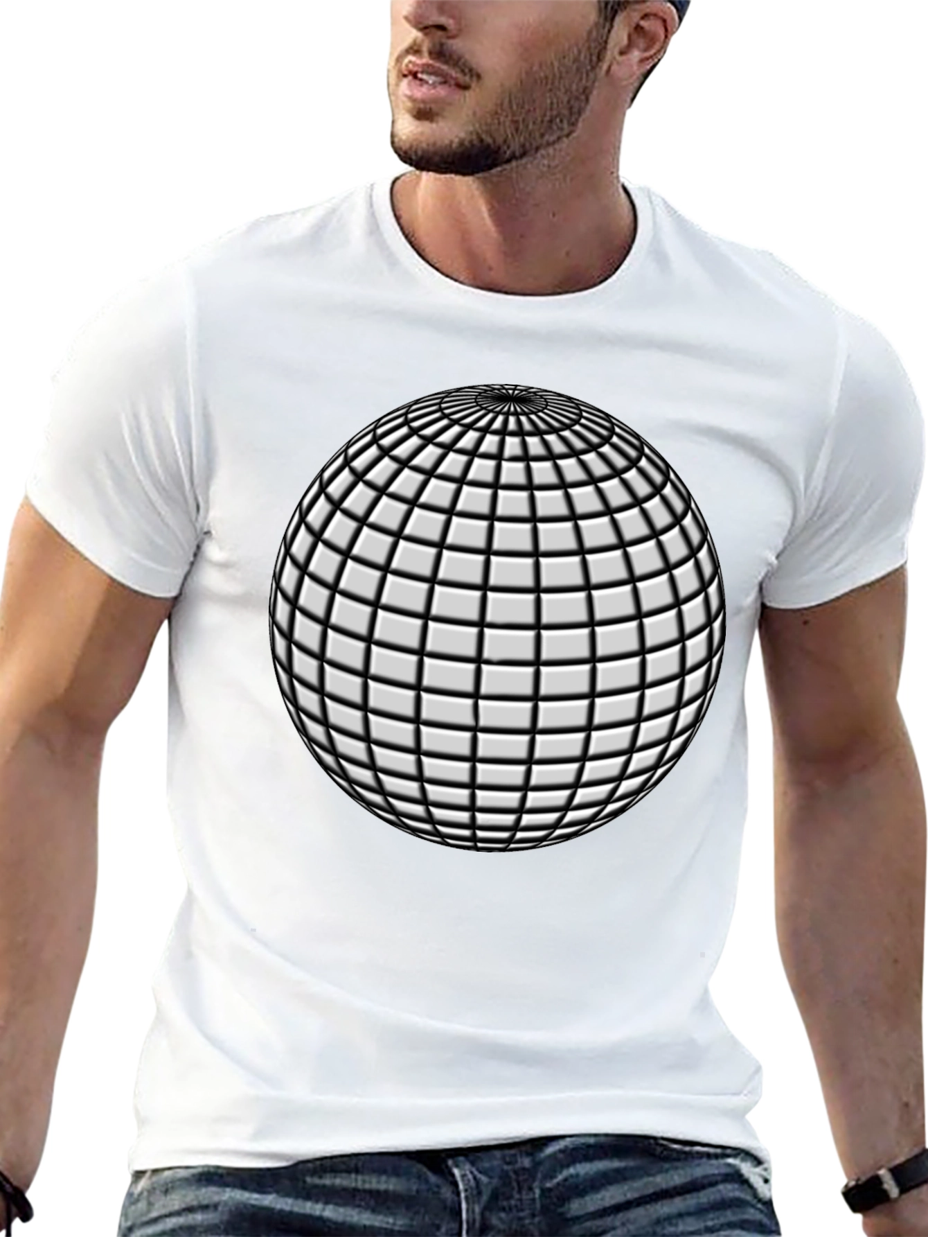 Black Geometric Sphere Graphic T-Shirt - Modern Design view 13
