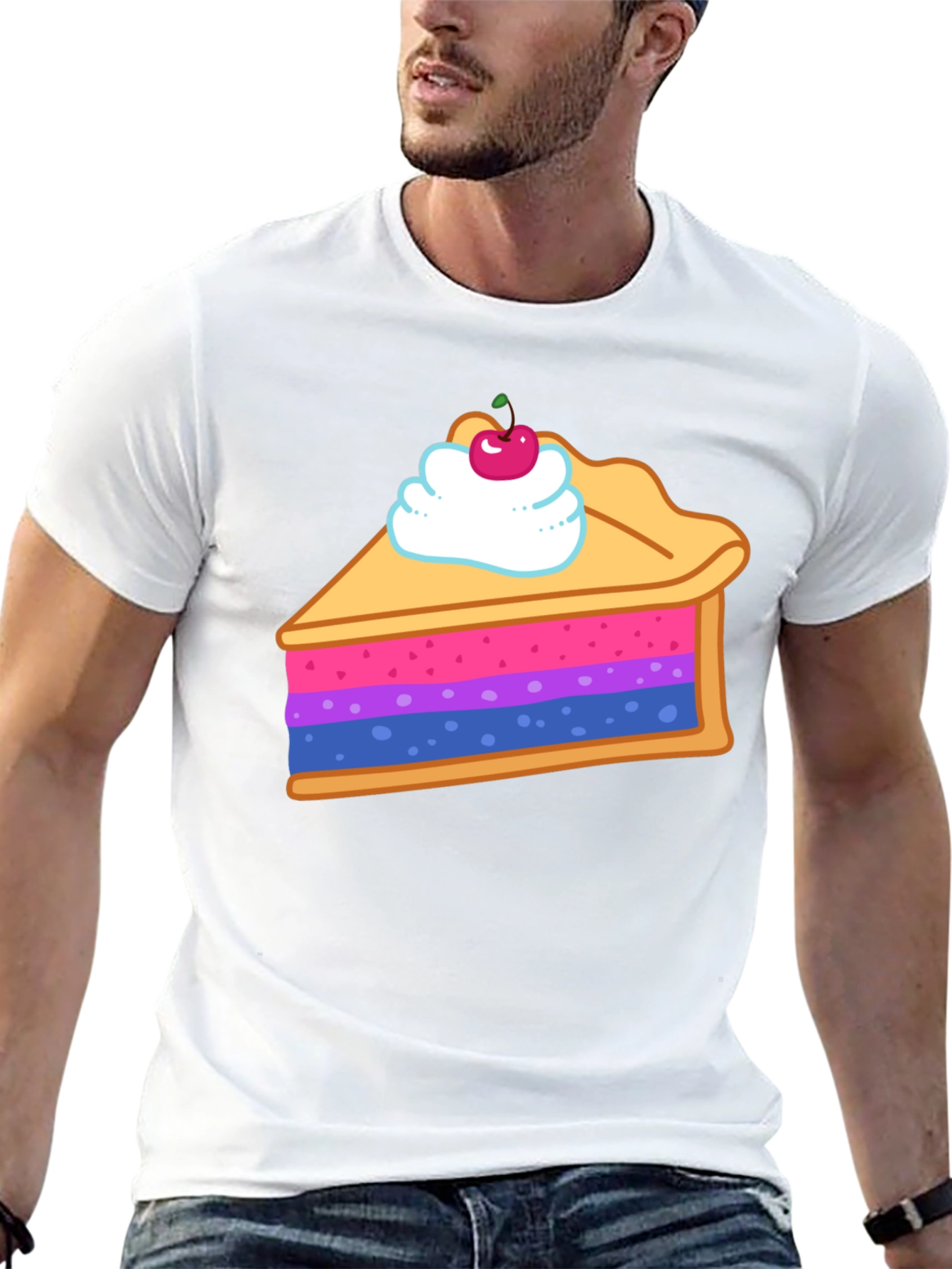 Black Bisexual Pride Flag Pie Slice Graphic T-Shirt view 13