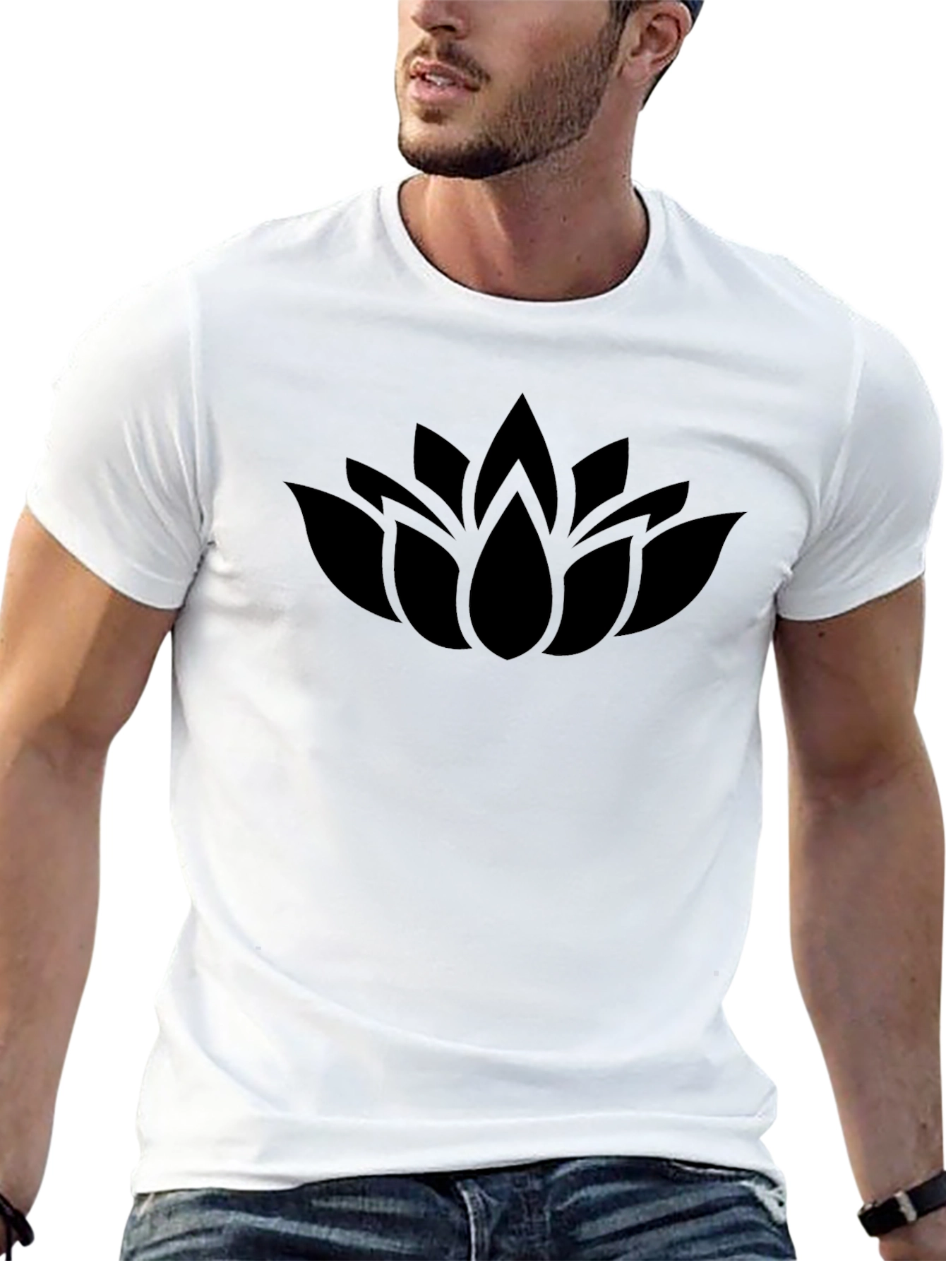 Black Black Lotus Graphic T-Shirt - Men's Casual Tee view 13