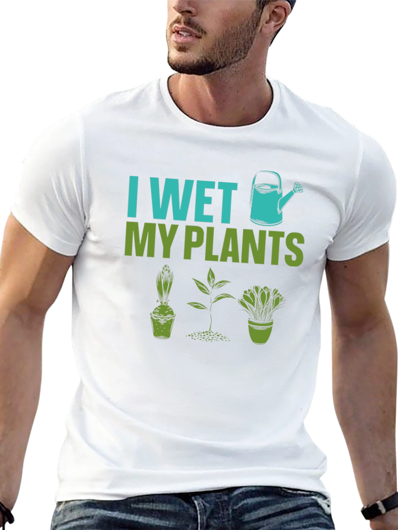 Black I Wet My Plants Graphic T-Shirt - Gardener Humor view 13