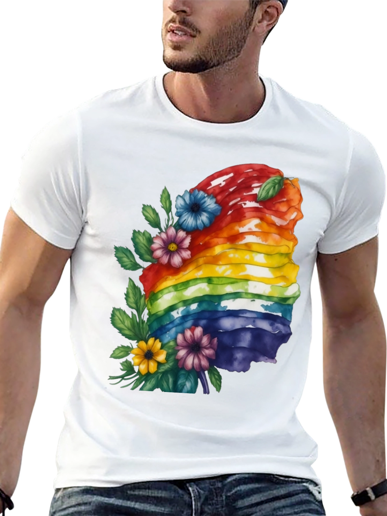 Black Rainbow Layered Cake Floral T-Shirt view 13