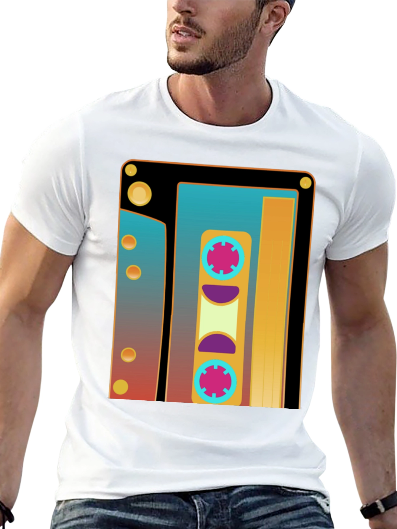 Black Retro Cassette Tape Graphic T-Shirt - Vintage Style view 13
