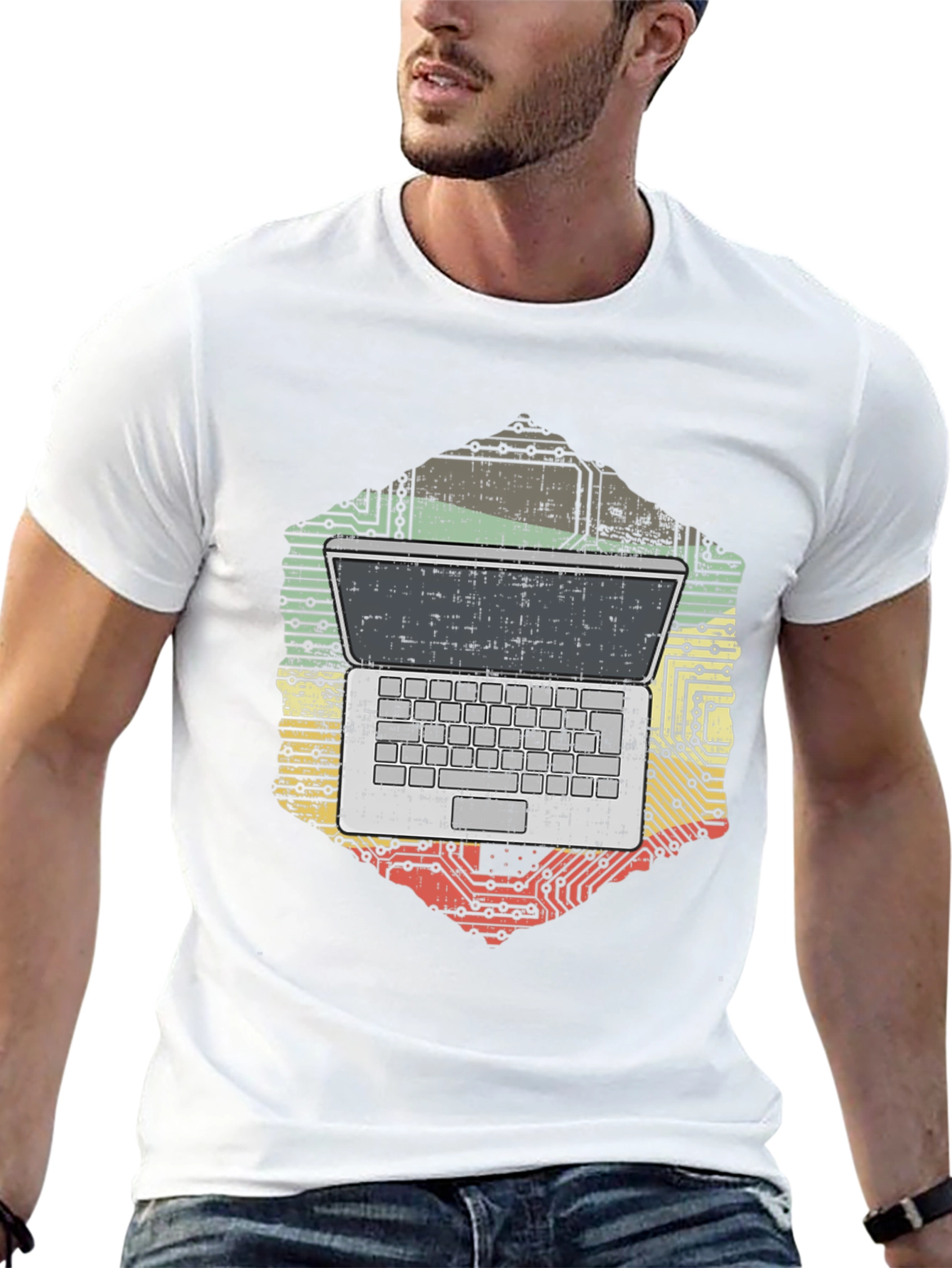 Black Laptop Circuit Board Graphic Tee view 13
