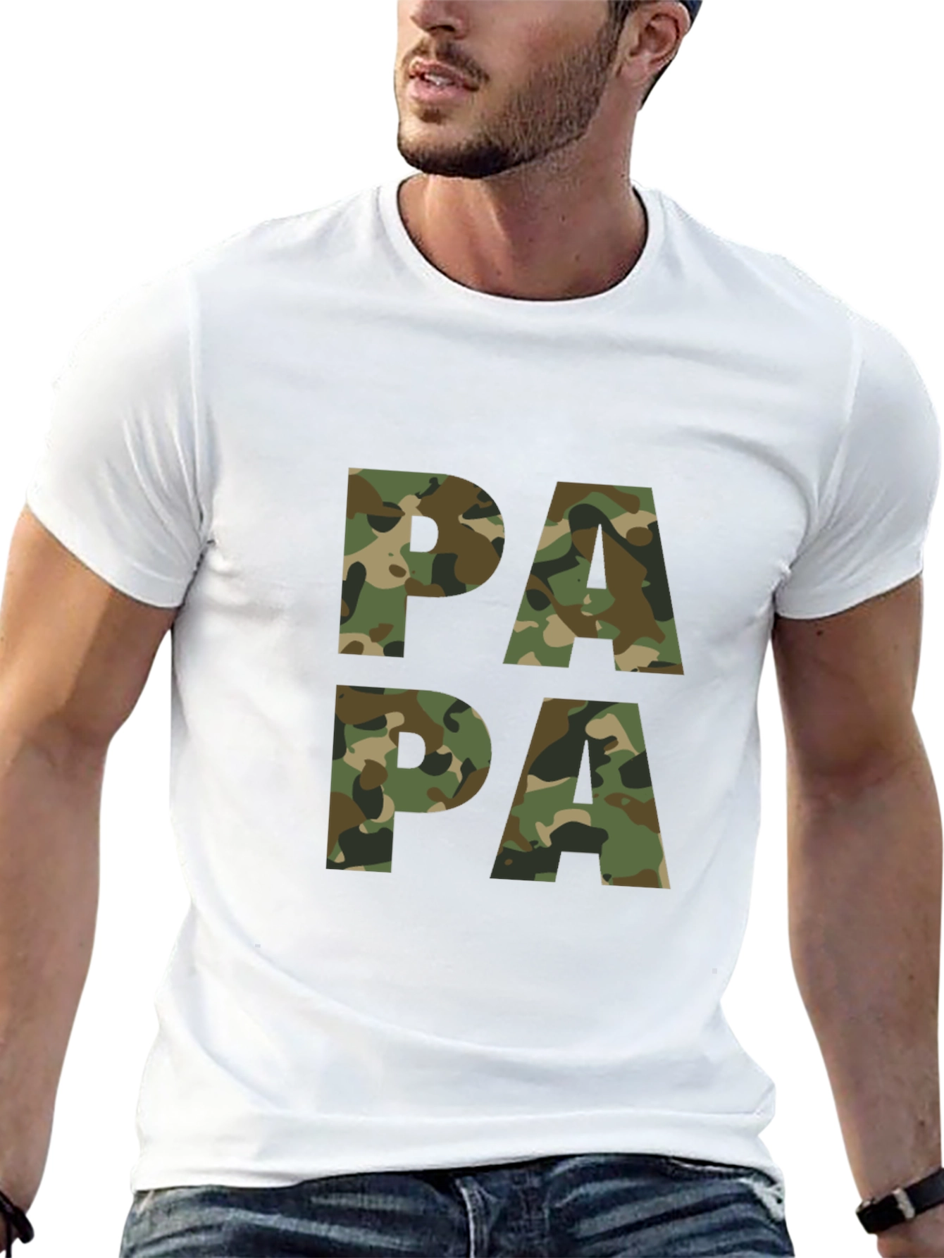 Black Camo Papa T-Shirt - Military Father's Day Tee view 13