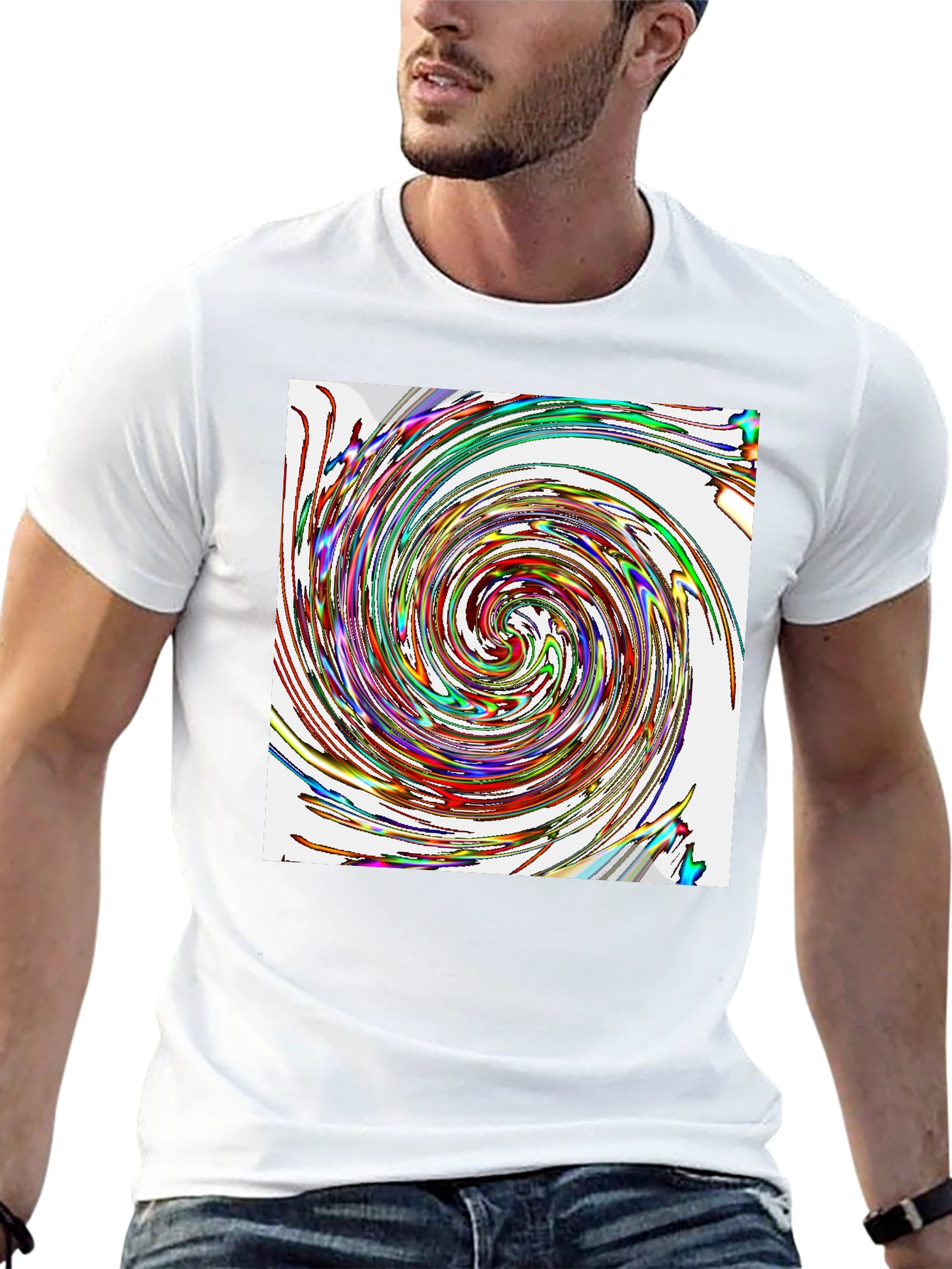 Black Vortex Swirl Graphic Tee - Stylish Black Cotton Comfort view 13