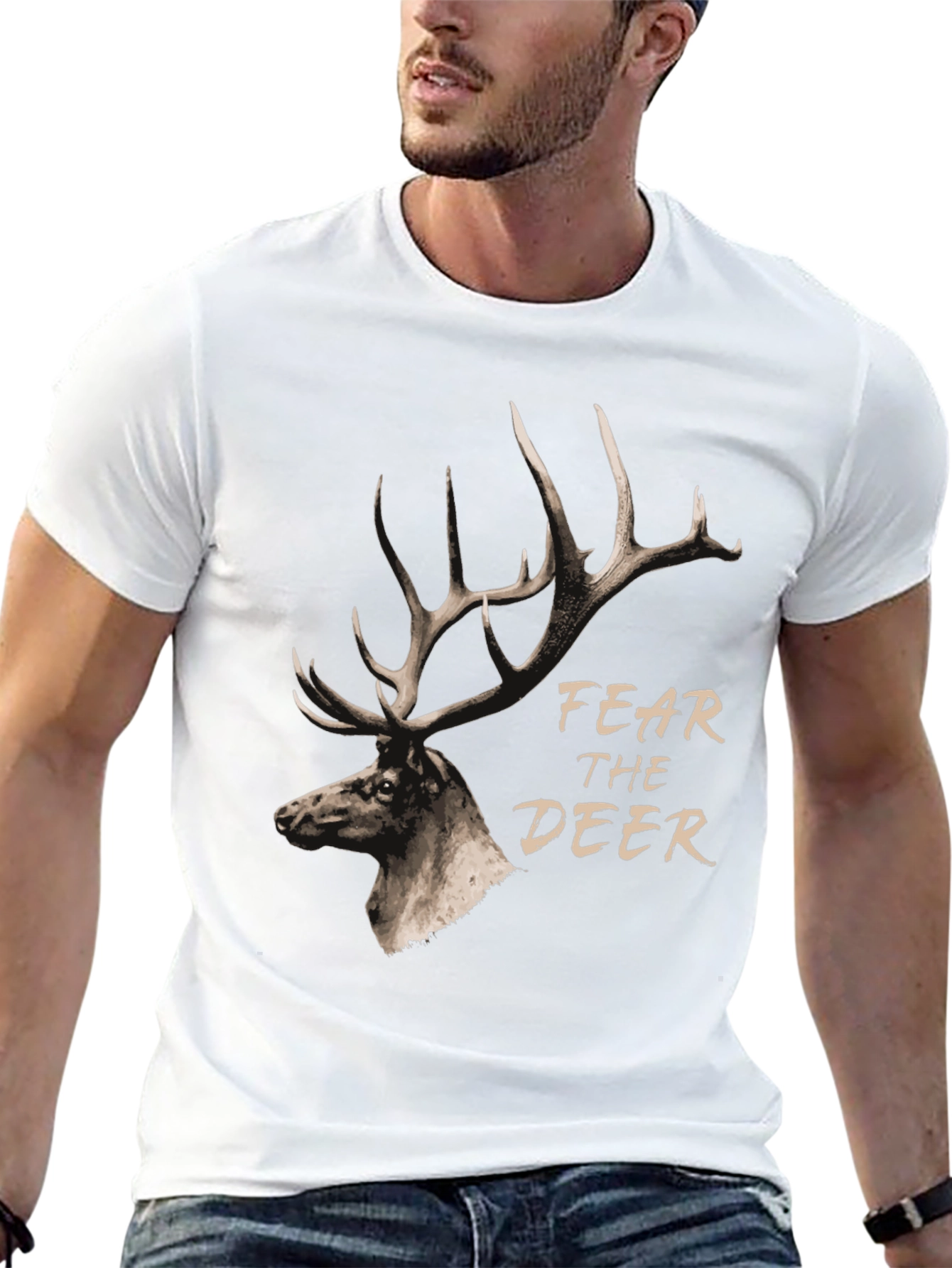 Black Fear the Deer Graphic T-Shirt - Black view 13