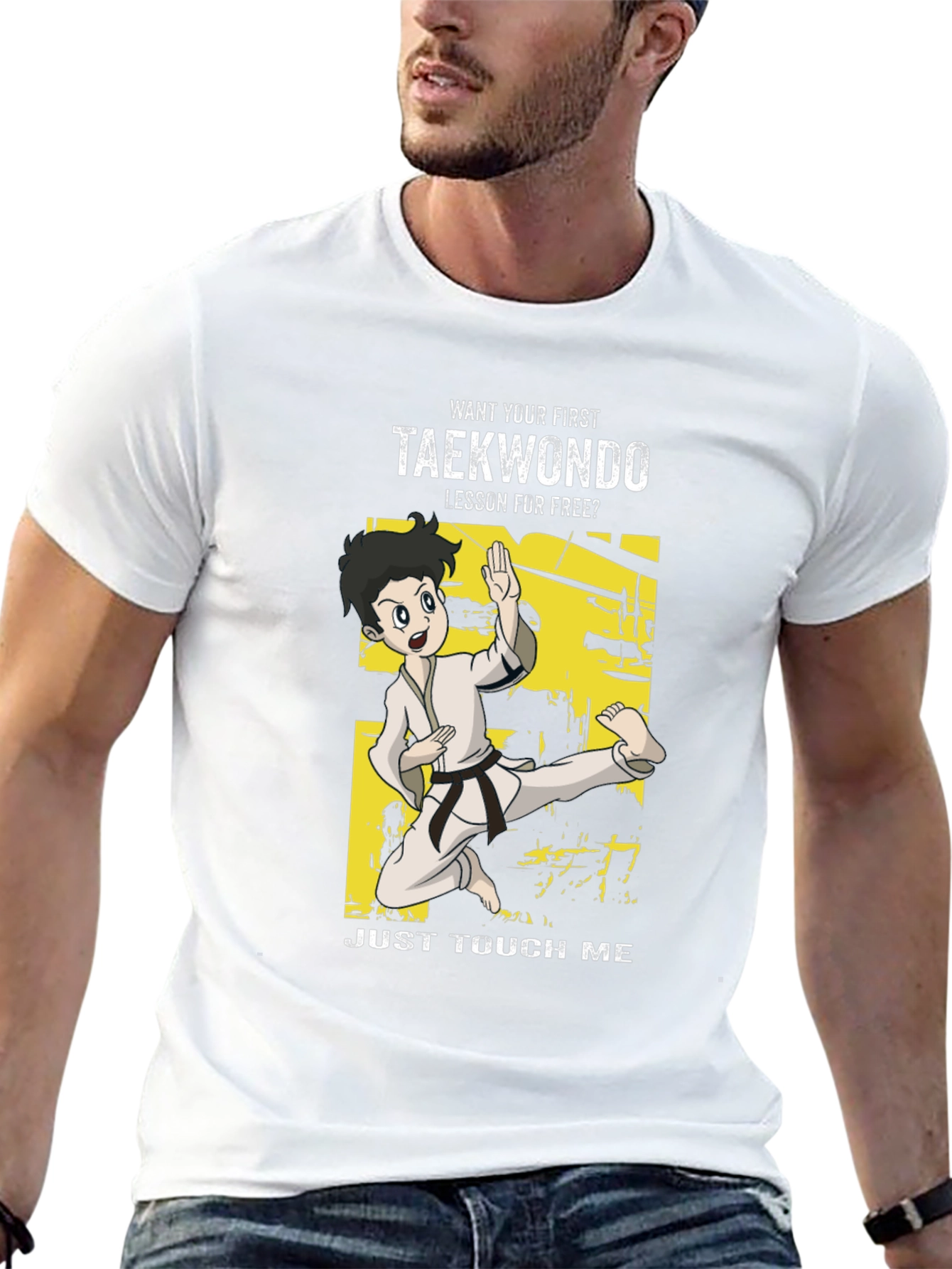Black Taekwondo Funny Cartoon T-Shirt view 13