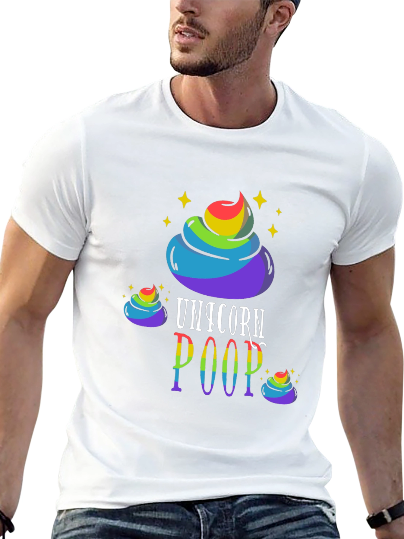 Black Unicorn Poop Graphic Tee - Rainbow Humor T-Shirt view 13