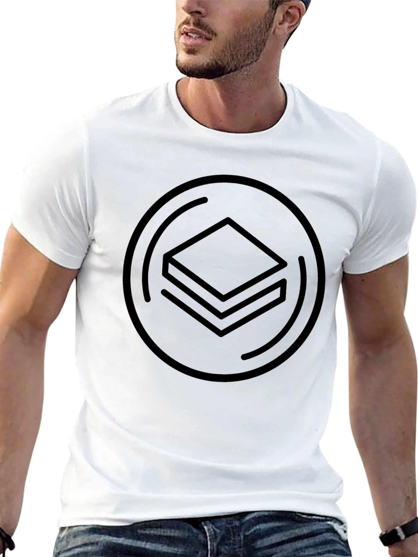 Black Minimalist Stacked Squares Graphic Tee - Black view 13