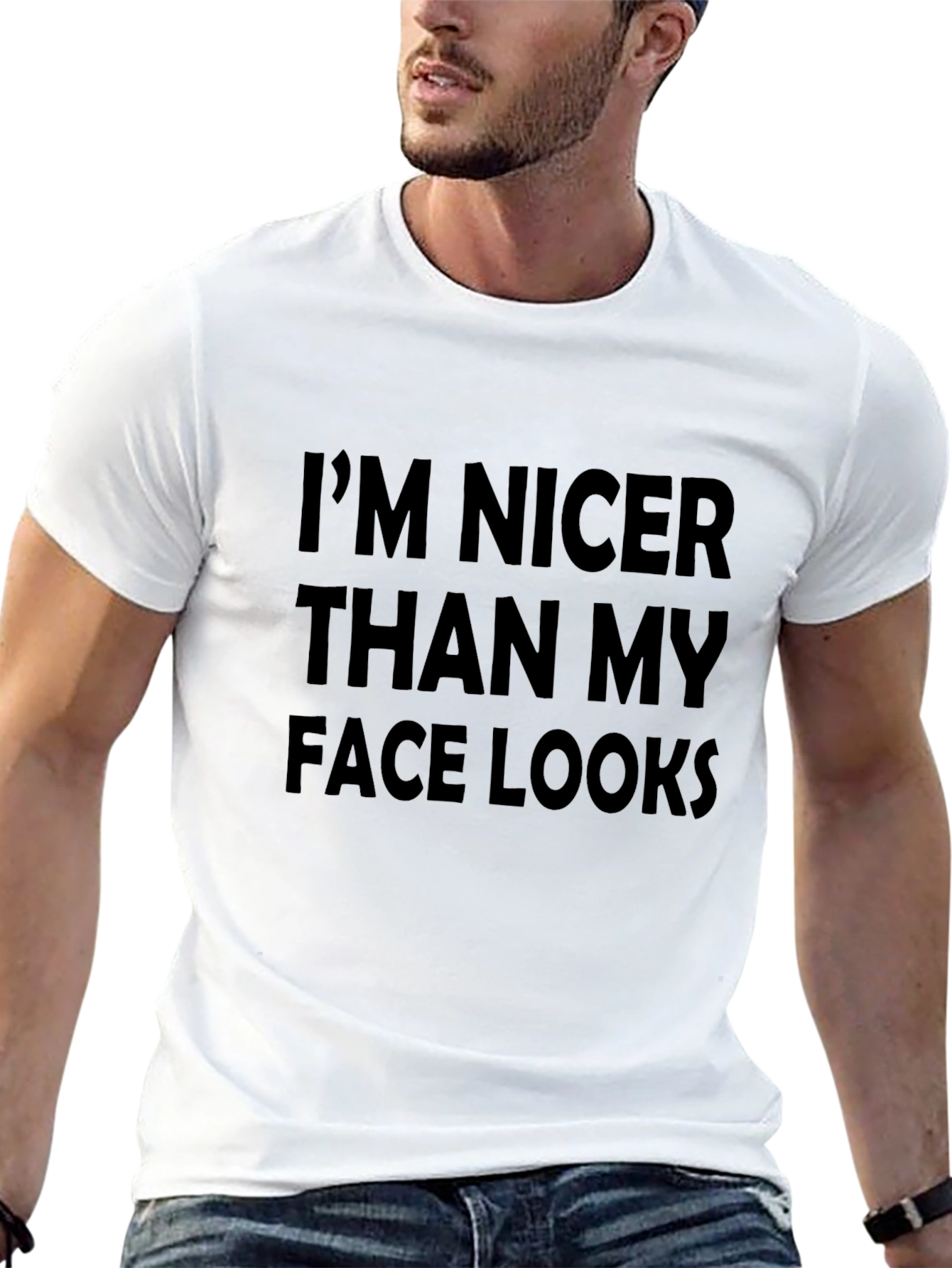 Black Funny Graphic T-Shirt - I'm Nicer Than My Face Looks view 13