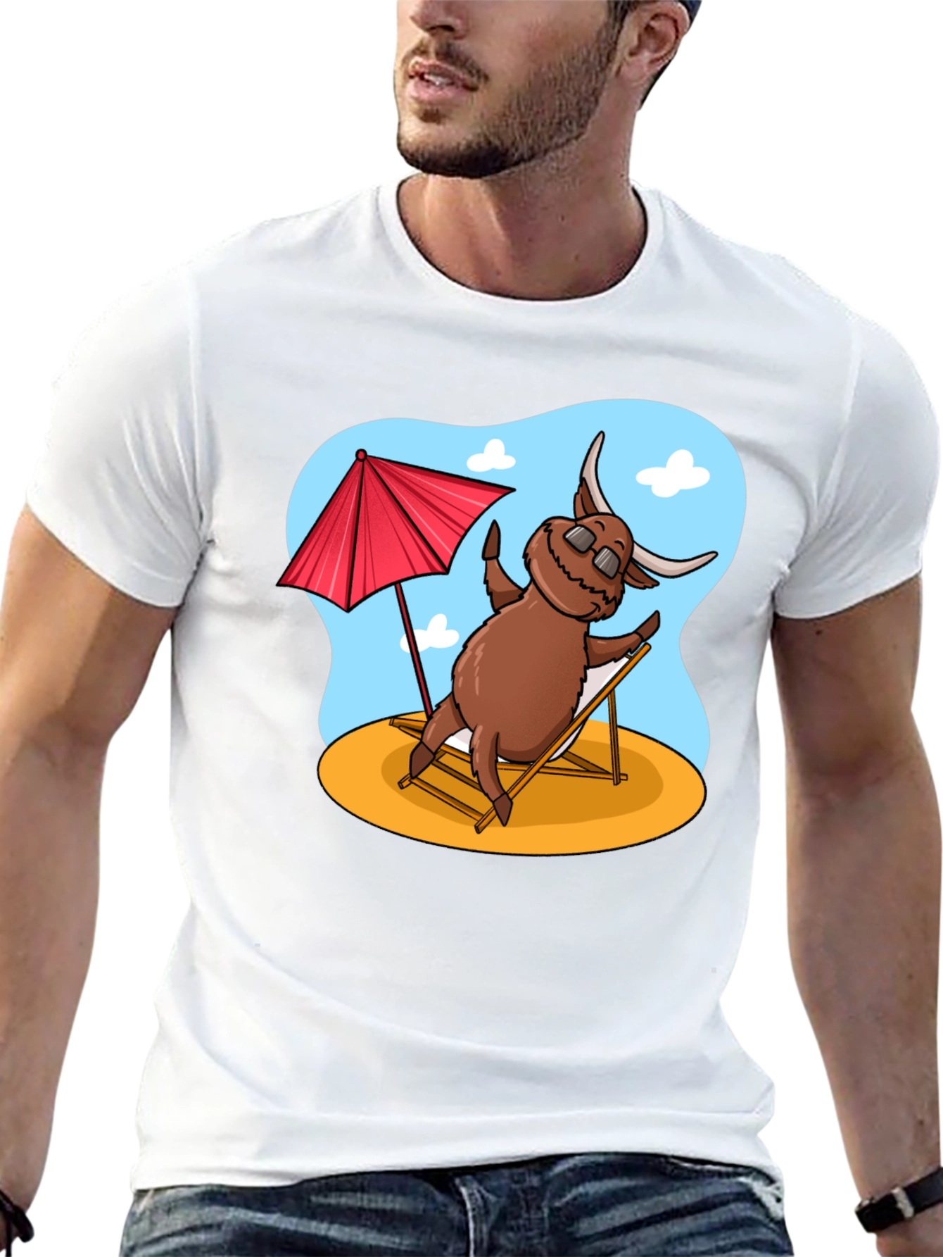 Black Beach Bull T-Shirt - Relaxed Cartoon Graphic Tee view 13