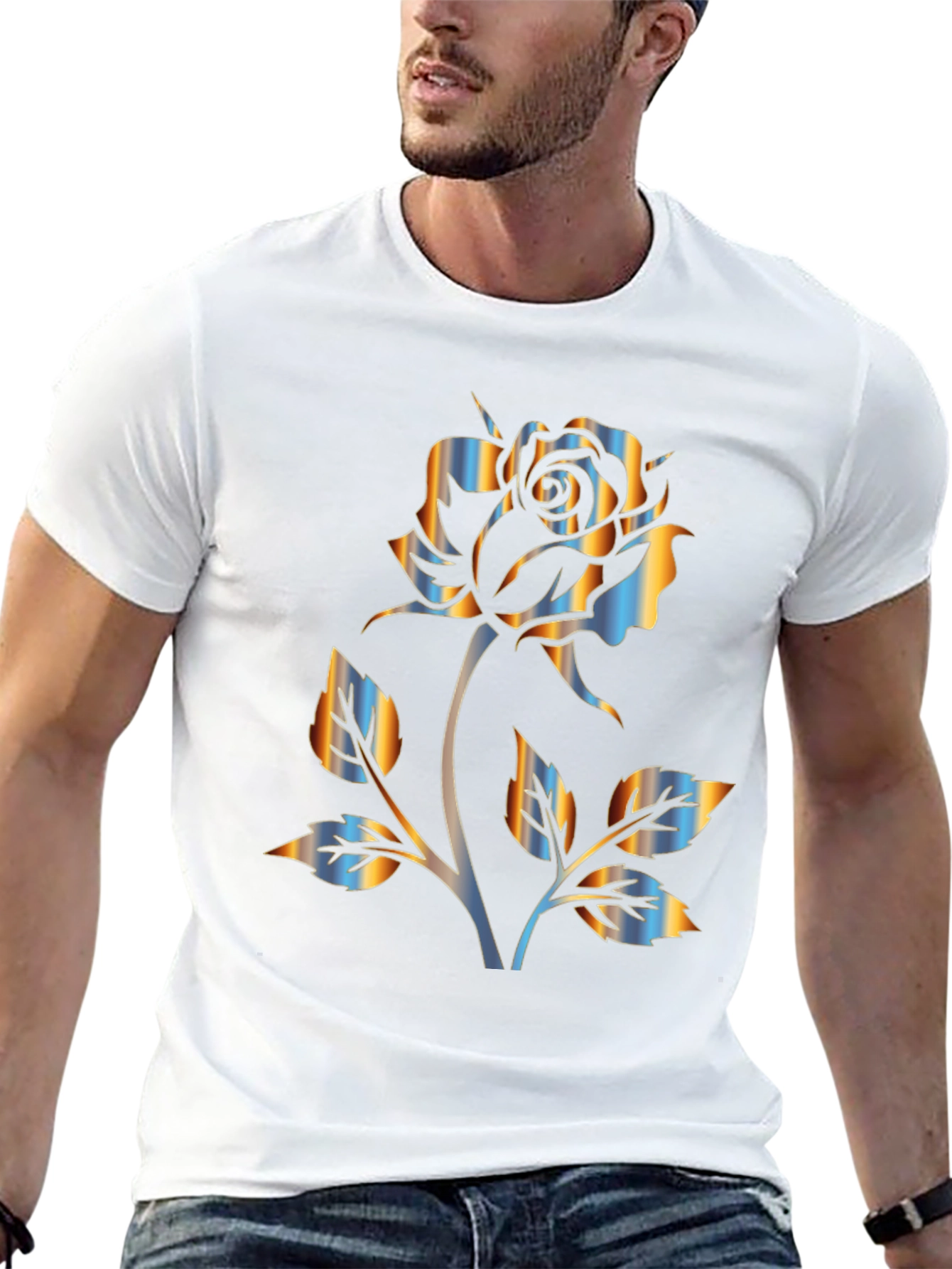 Black Rose Graphic Black T-Shirt - Stylish Floral Design view 13