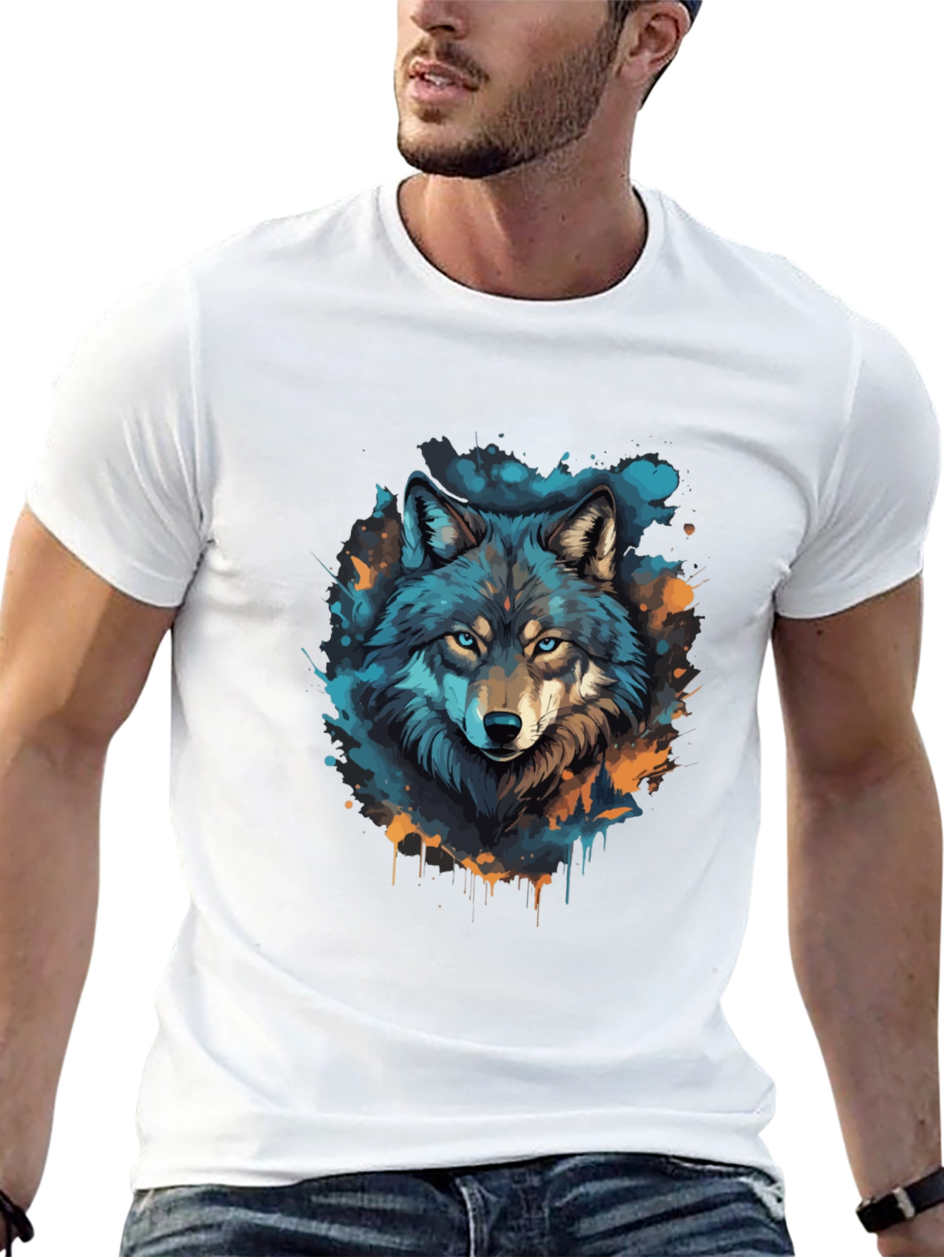 Black Wolf Graphic Tee - Black Cotton T-Shirt view 13