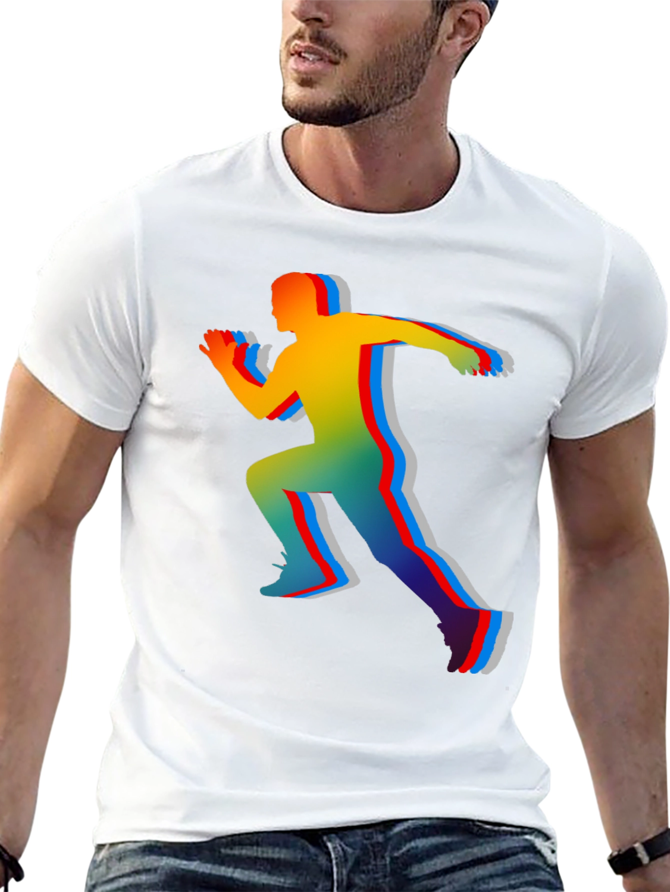 Black Colorful Runner Graphic T-Shirt view 13