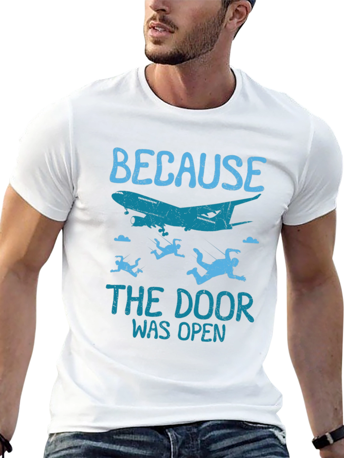 Black Because The Door Was Open Skydiving T-Shirt view 13