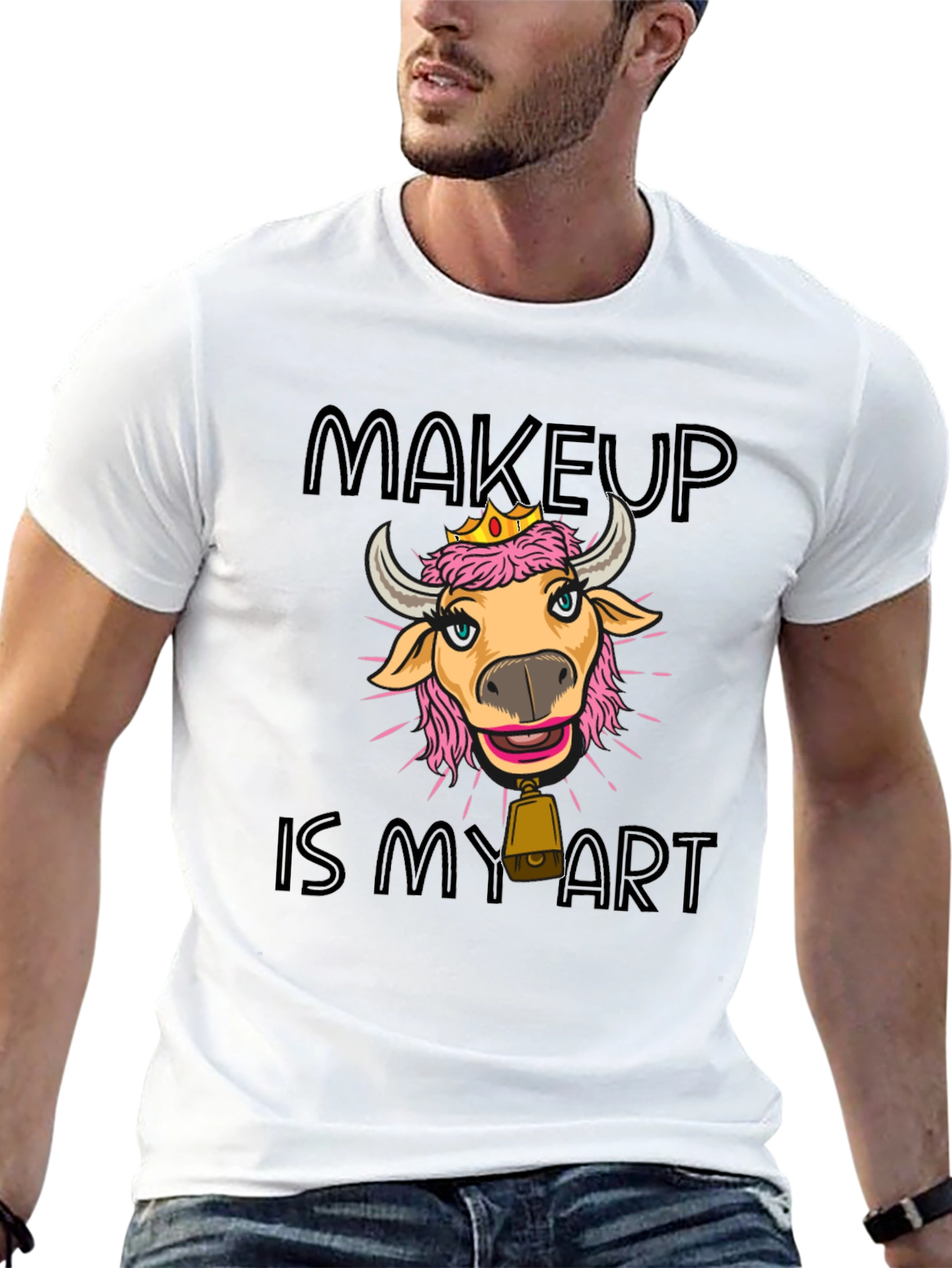 Black Makeup is My Art T-Shirt - Cute Cow with Crown view 13
