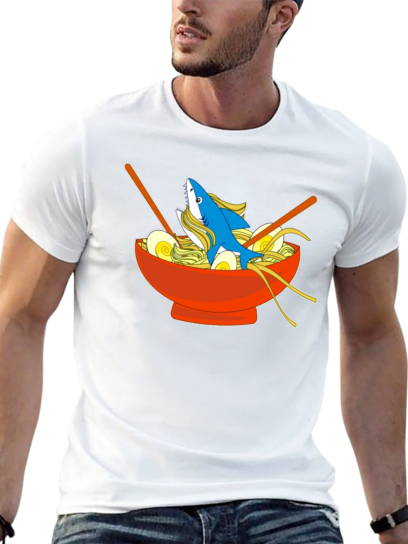 Black Shark Ramen Bowl T-Shirt - Unique Anime Style Tee view 13