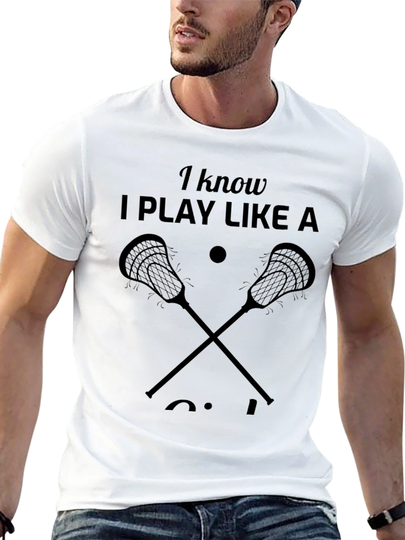 Black Lacrosse Player Black Graphic T-Shirt view 13
