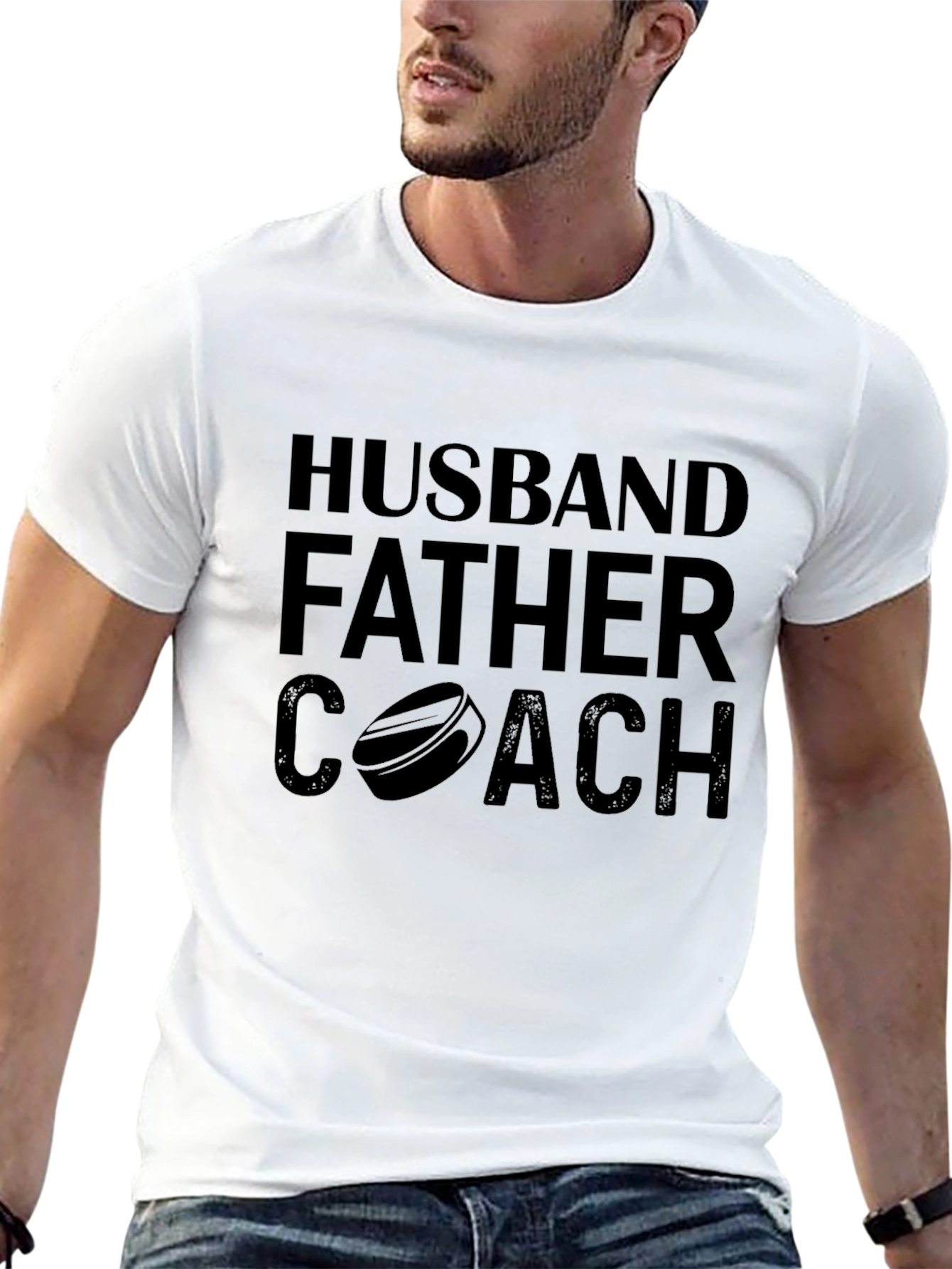 Black Husband Father Coach Black Graphic T-Shirt view 13