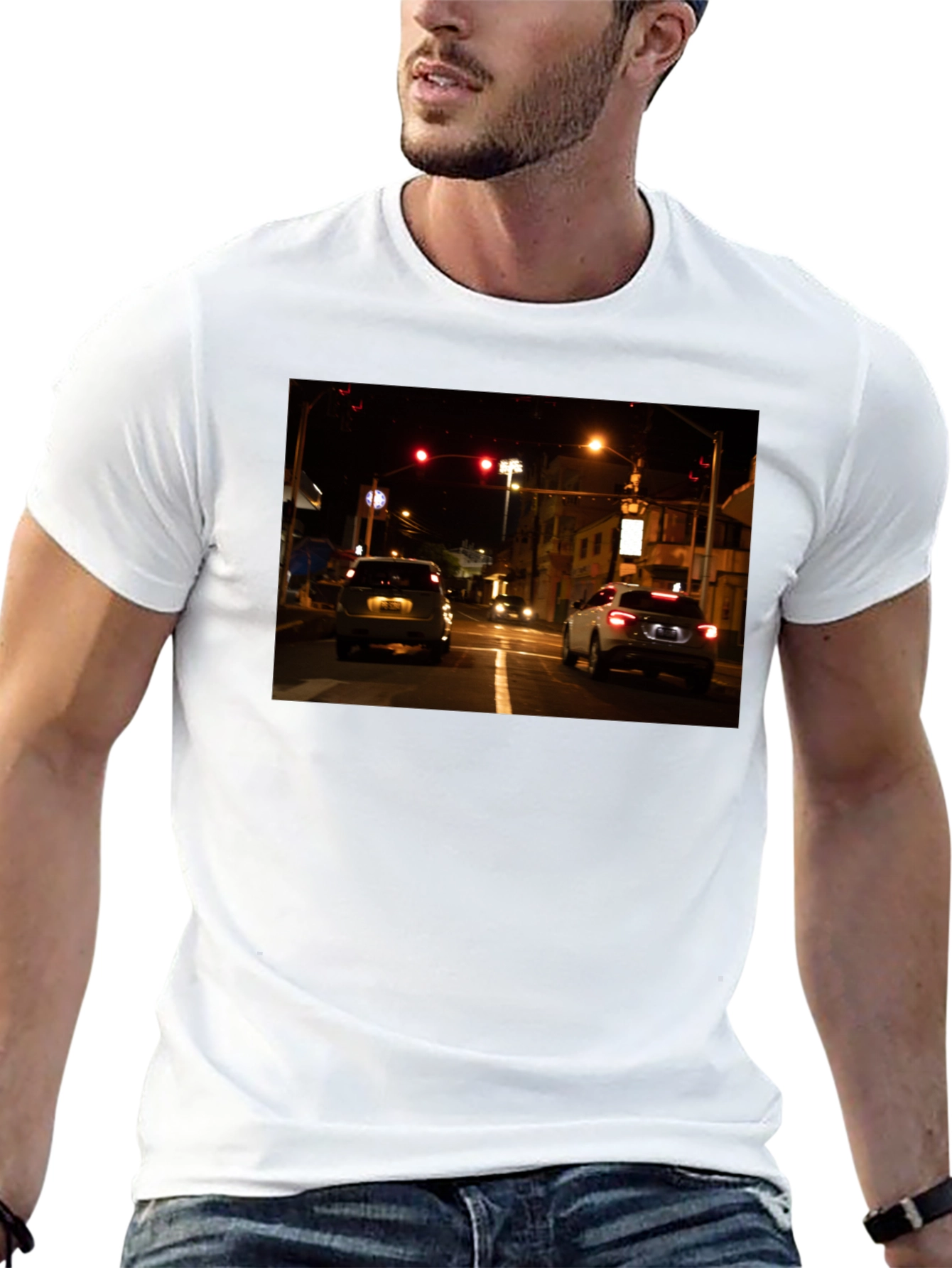 Black Night Drive Graphic Tee - Black Cotton Blend view 13