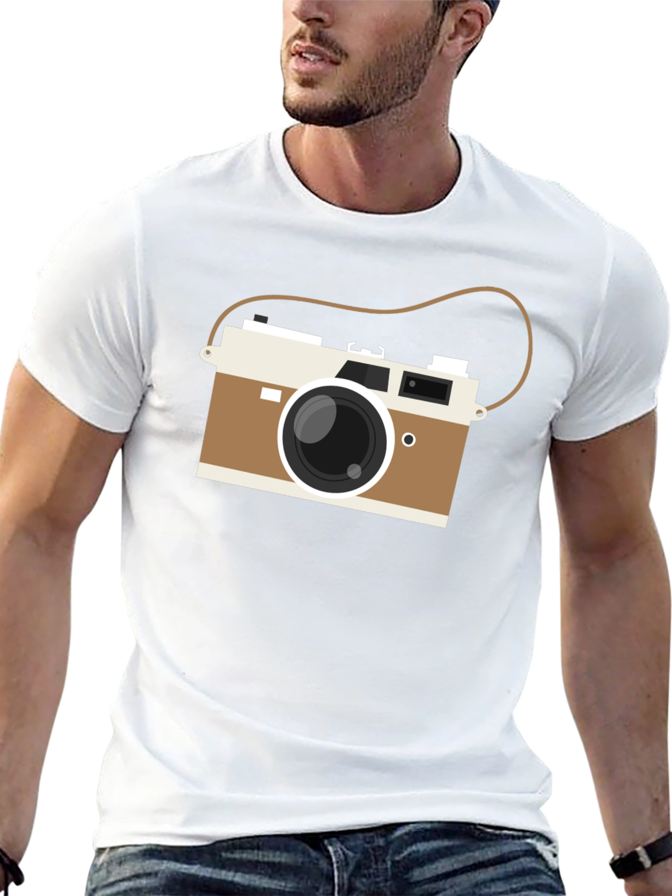 Black Vintage Camera Graphic Tee - Black Casual T-Shirt view 13