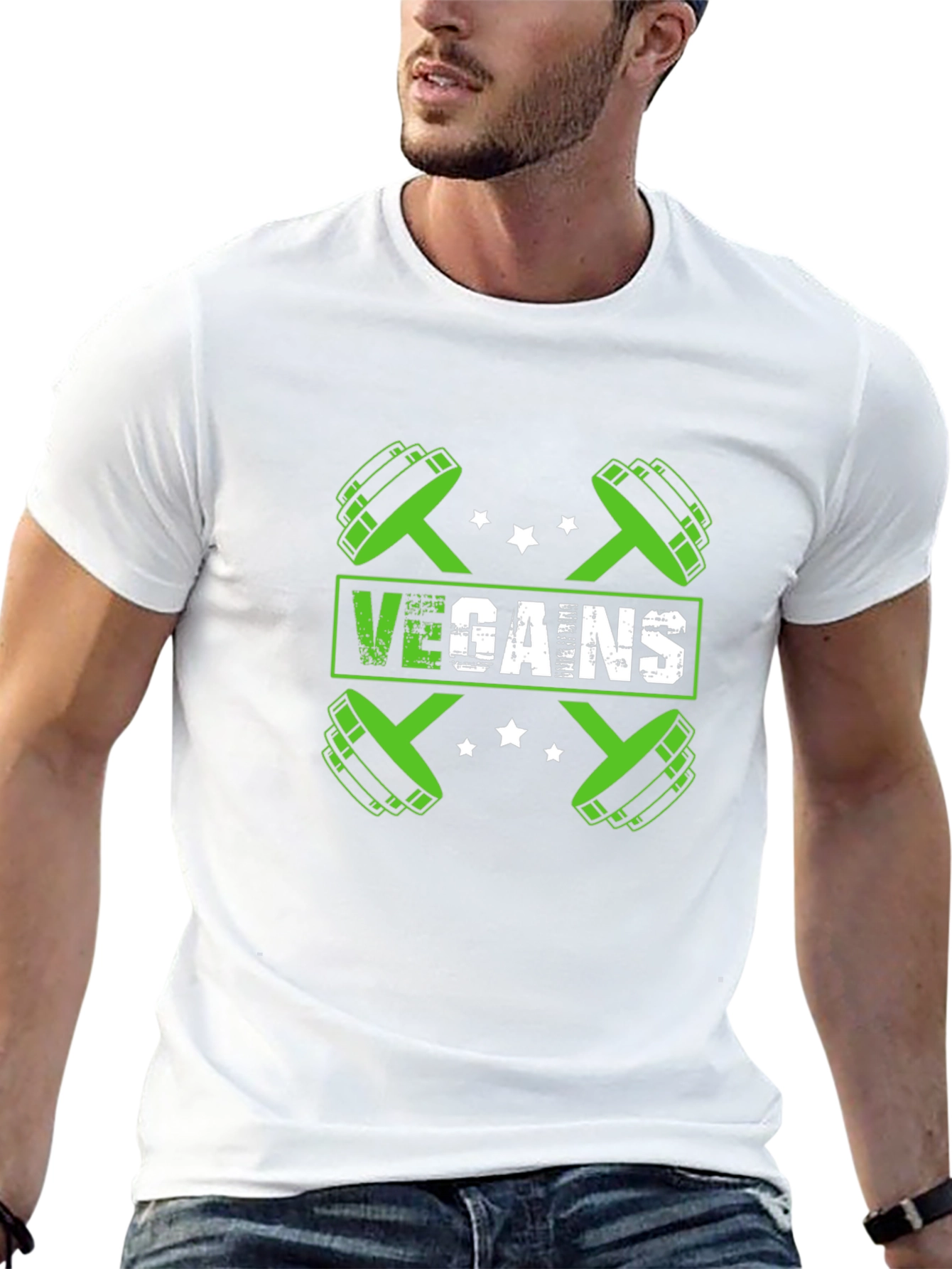 Black Vegan Gains T-Shirt - Fitness & Vegan Lifestyle Tee view 13