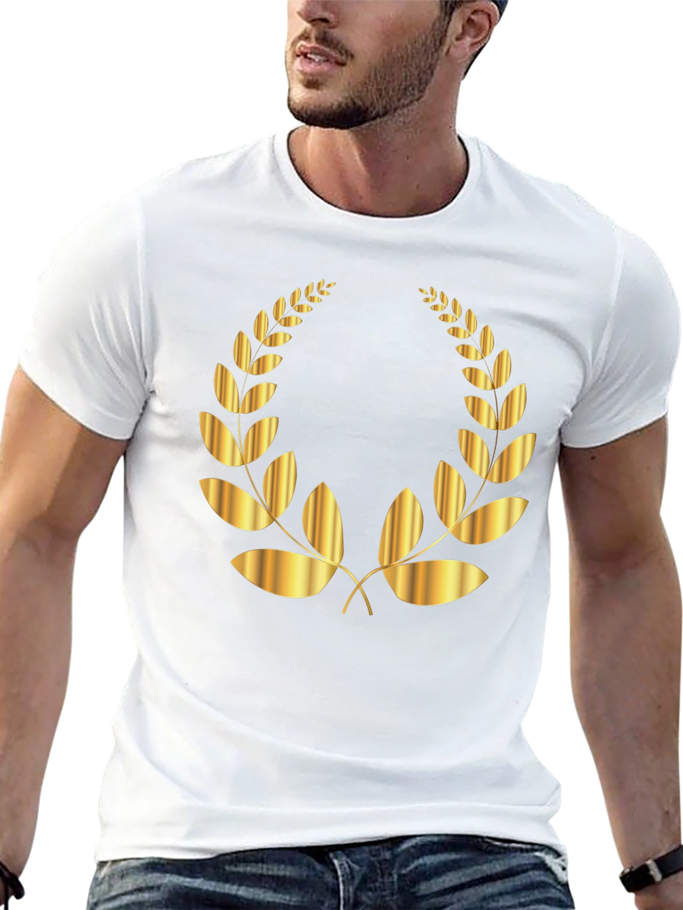 Black Golden Laurel Wreath Black T-Shirt view 13
