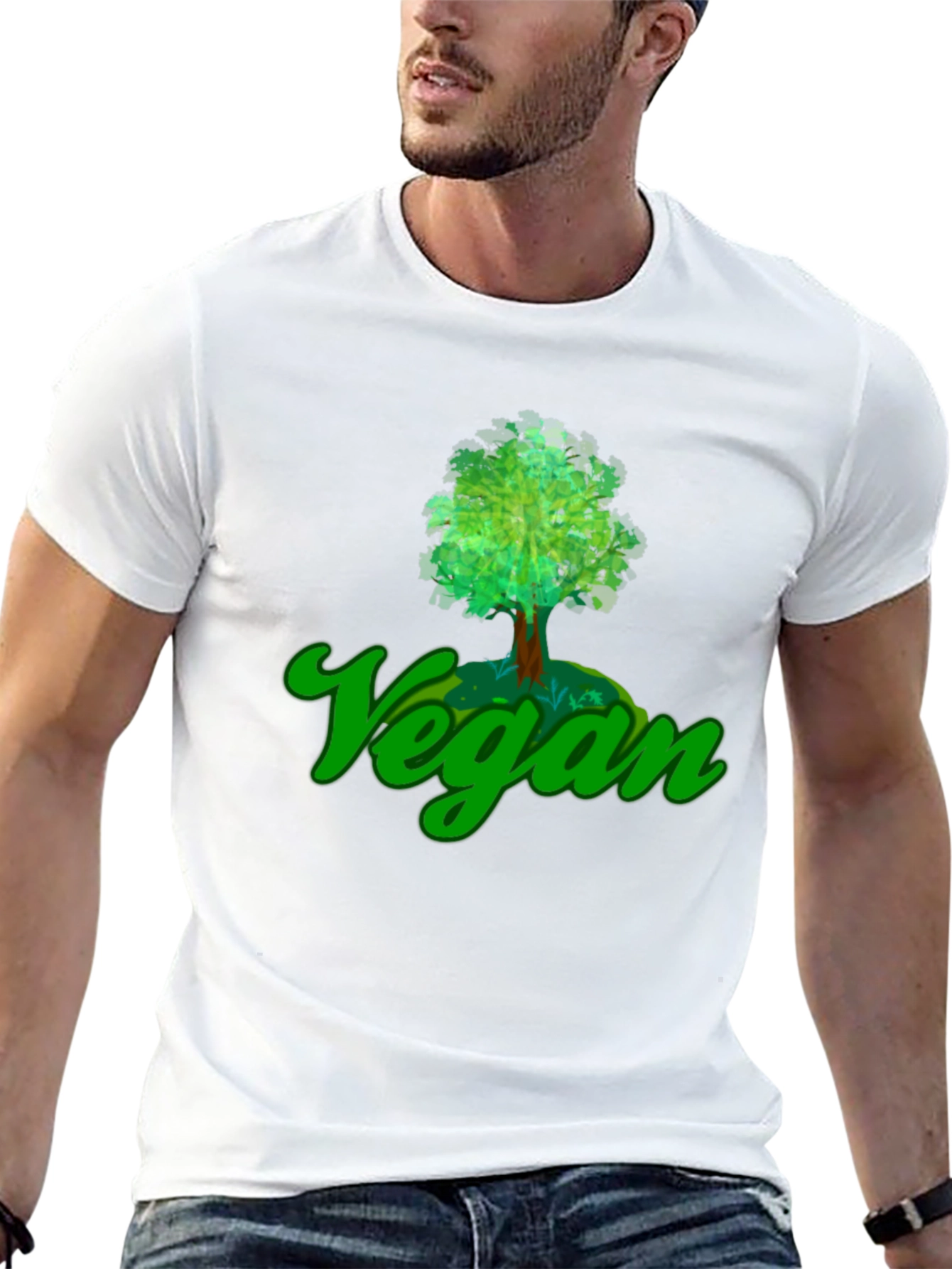 Black Vegan Tree T-Shirt - Eco-Friendly Design view 13
