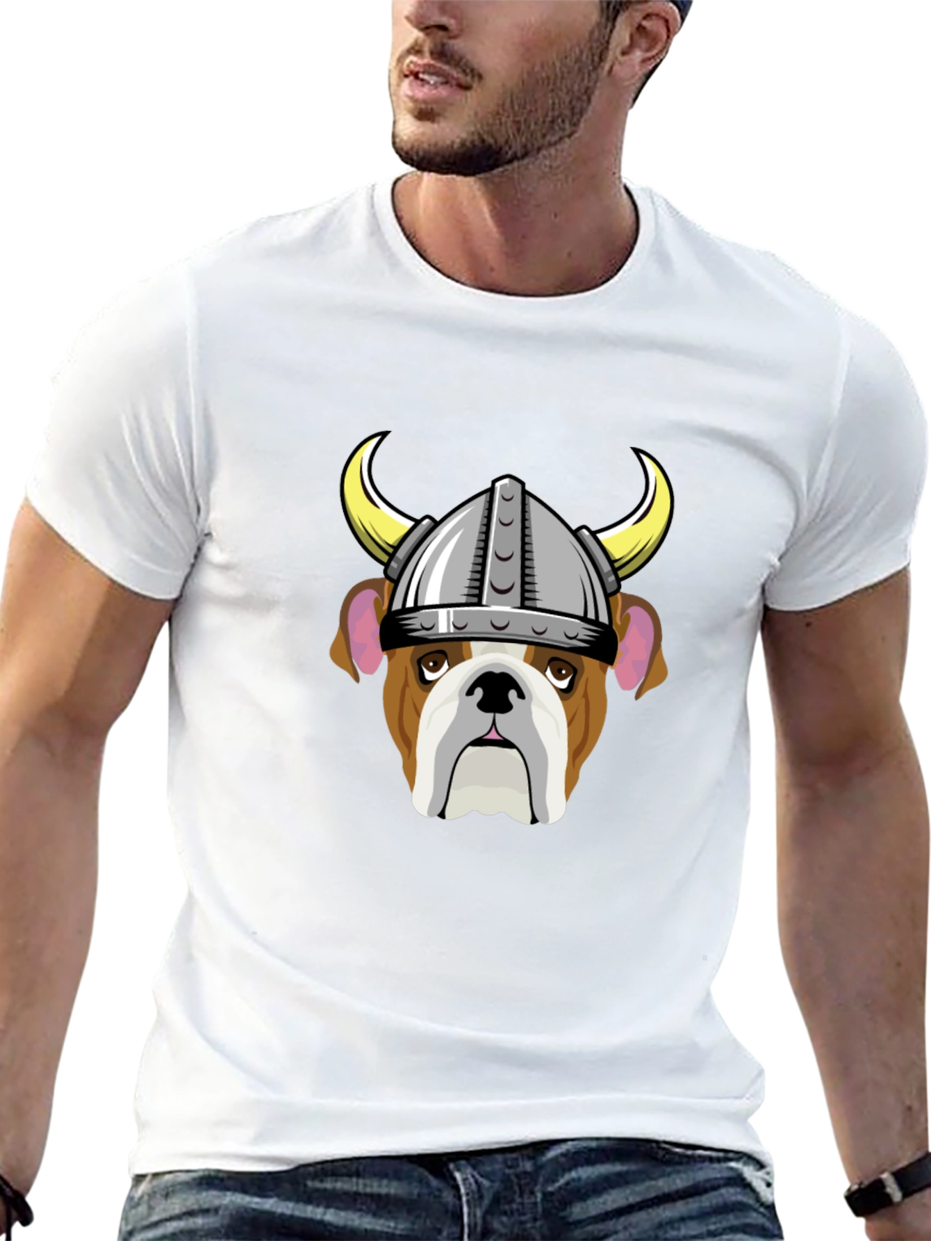 Black Bulldog Viking Helmet T-Shirt view 13
