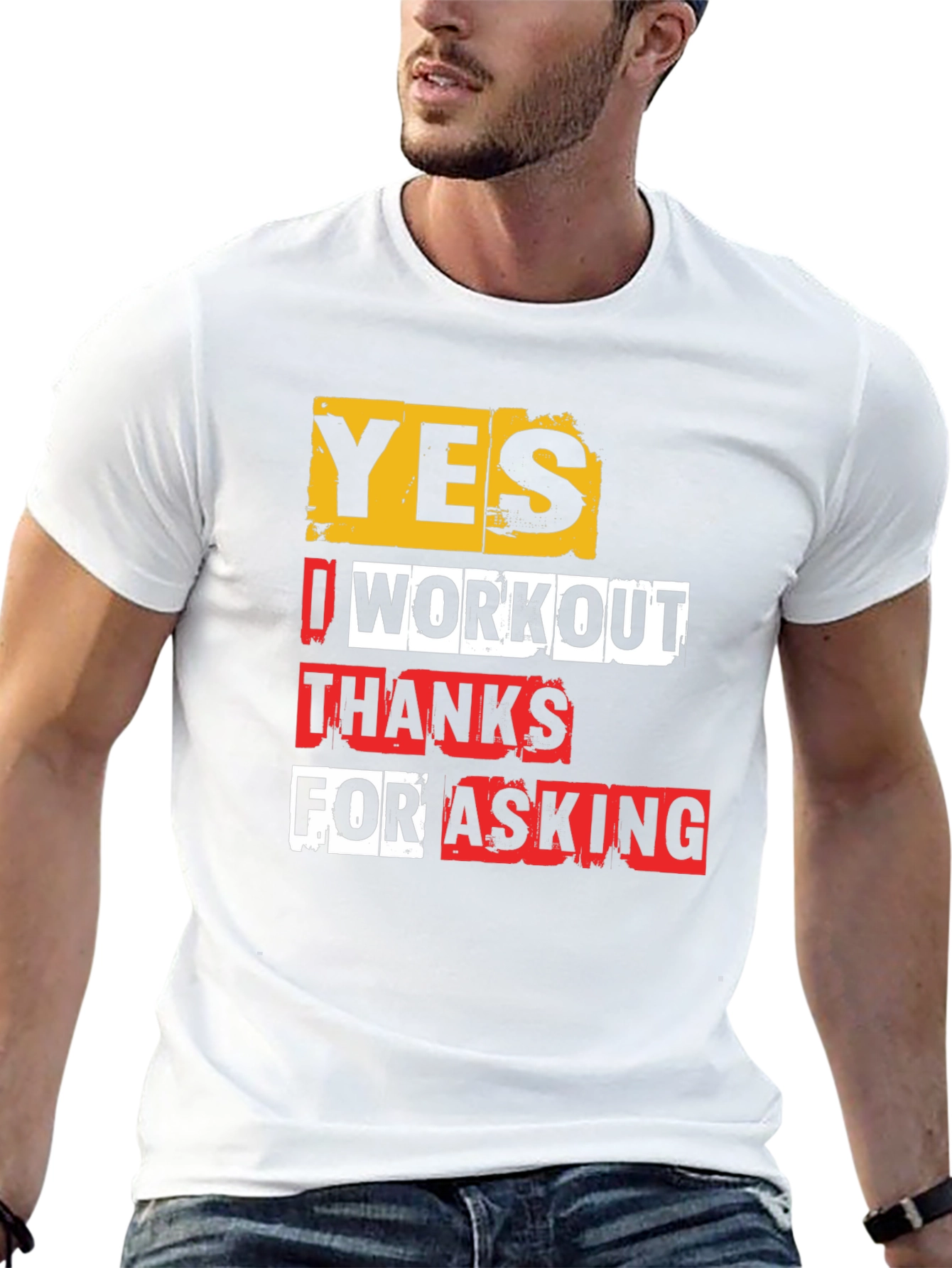 Black Workout Gym Shirt - Yes I Workout - Funny Fitness Tee view 13