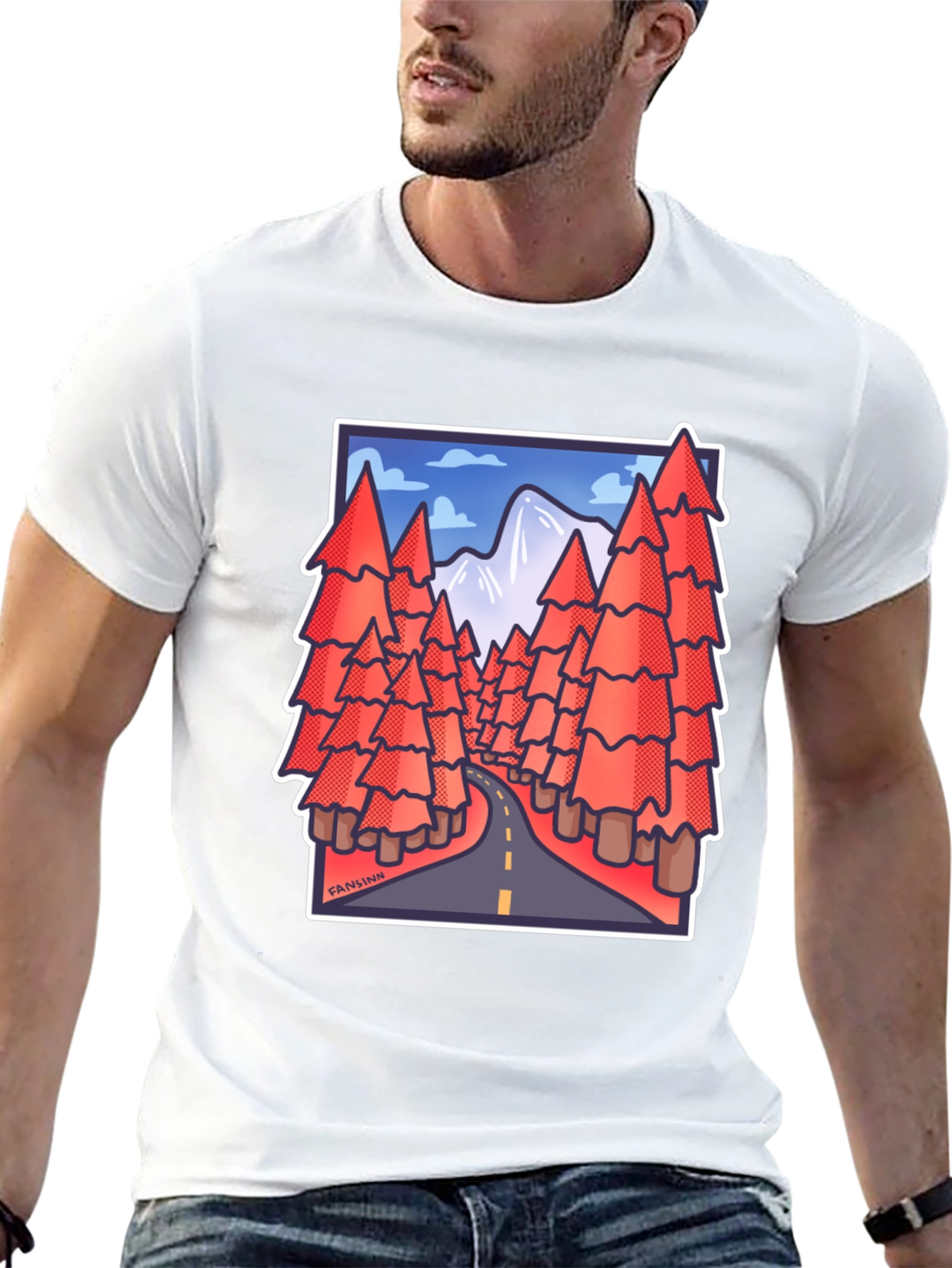 Black Road Trip Trees Graphic Tee - Black Cotton Blend view 13