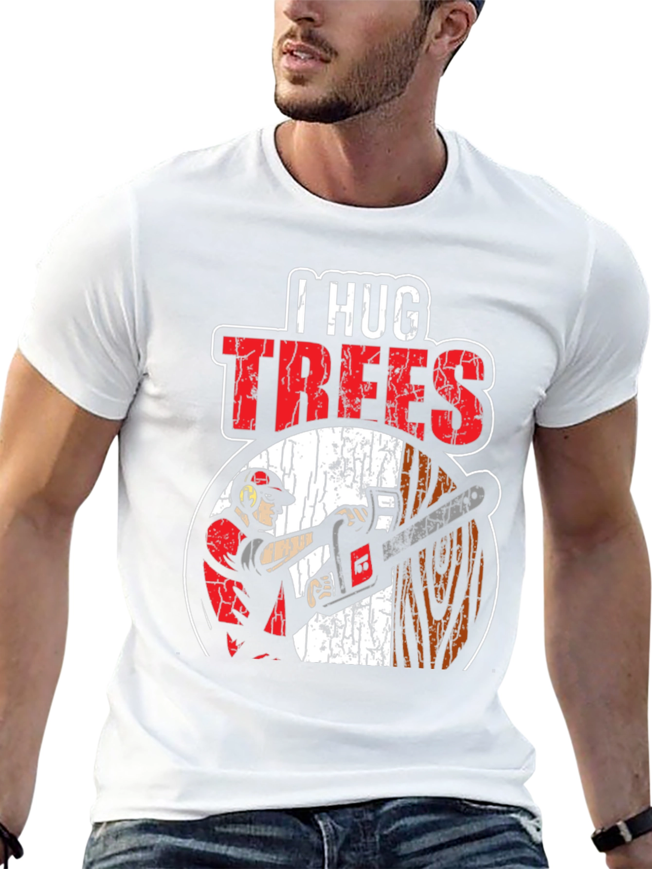 Black I Hug Trees Graphic T-Shirt - Arborist, Lumberjack view 13