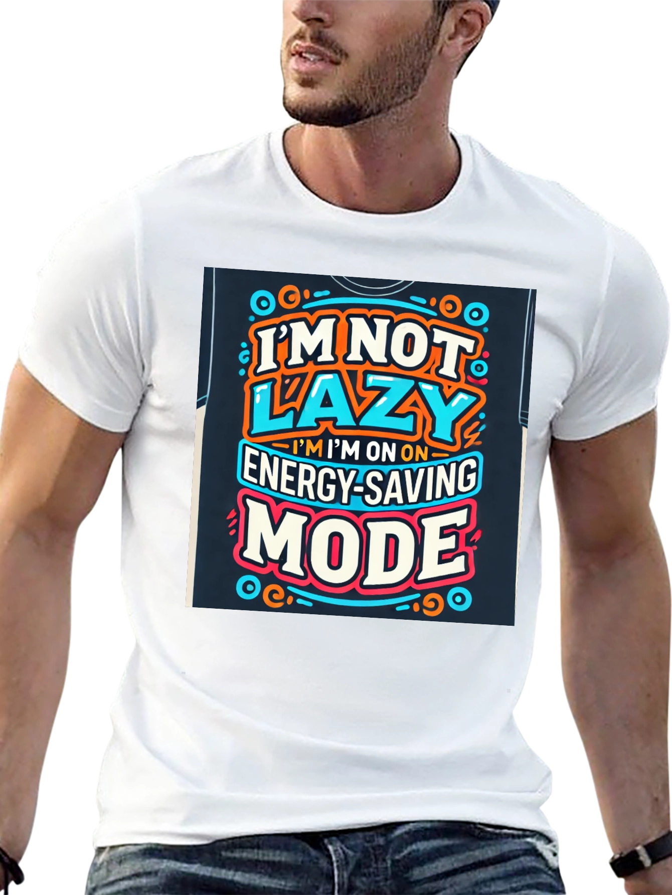 Black Energy Saving Mode Graphic Tee - Lazy Humor T-Shirt view 13
