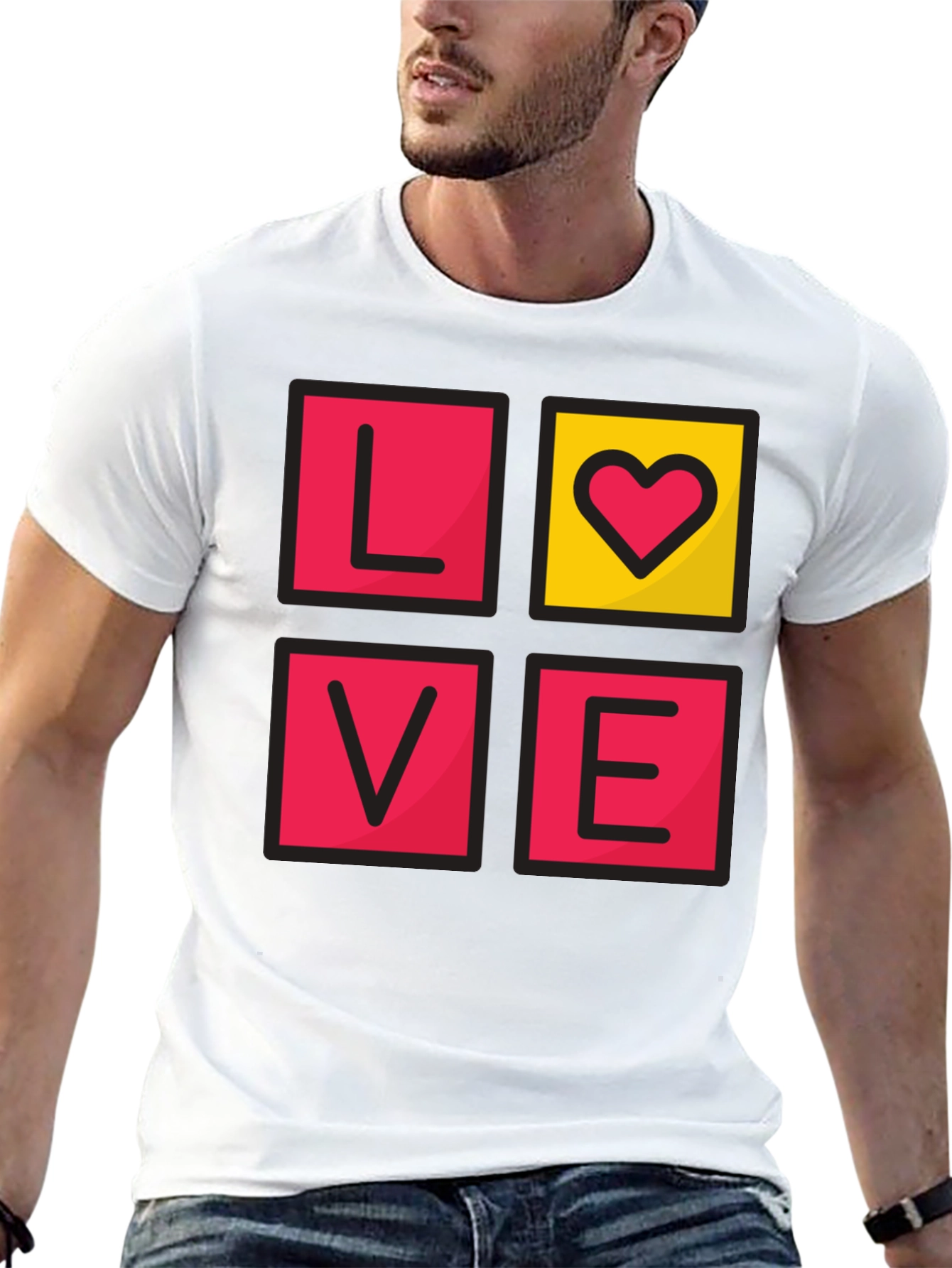 Black LOVE Graphic Tee - Men's Black T-Shirt view 13