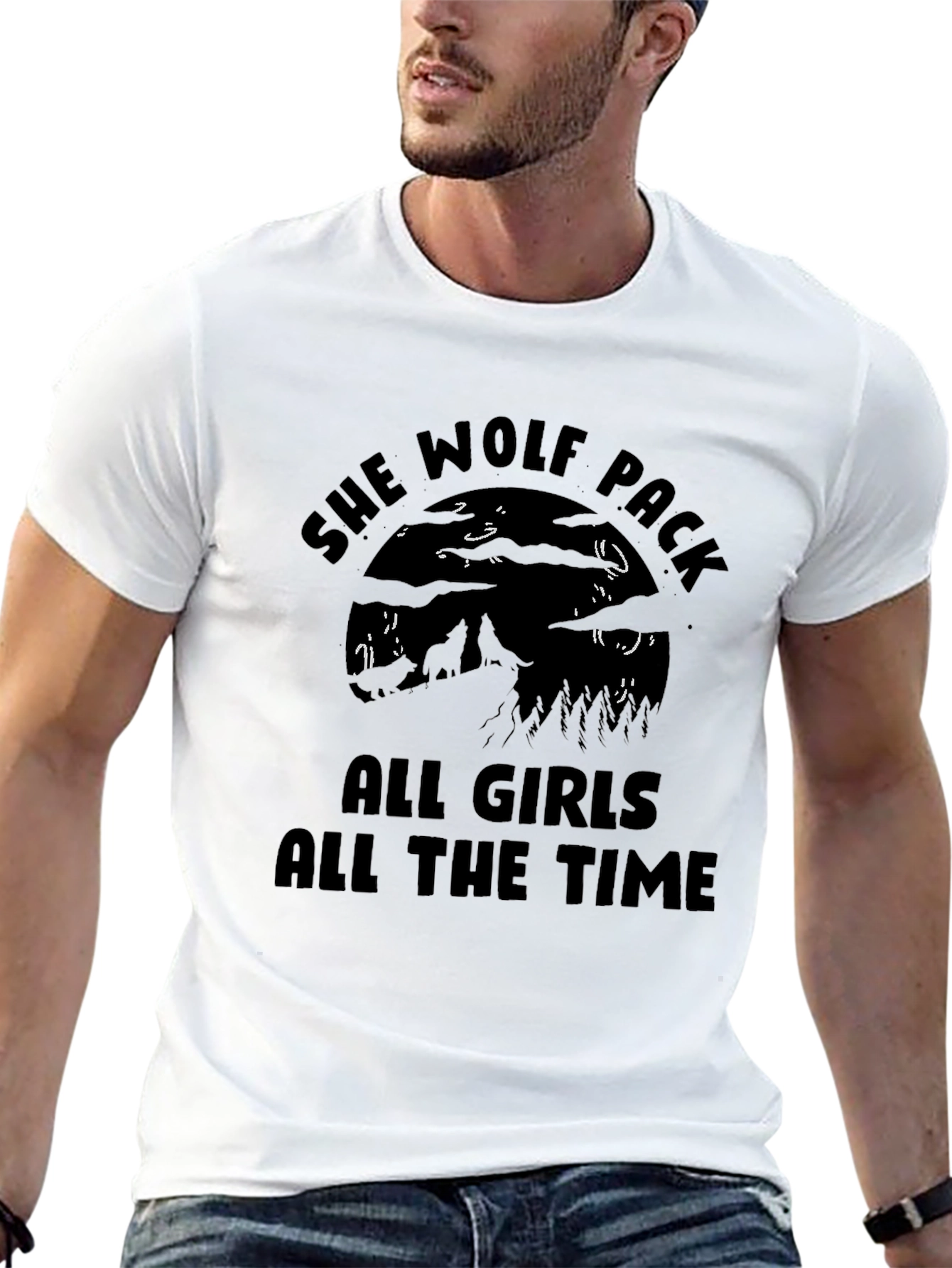 Black She Wolf Pack All Girls T-Shirt view 13