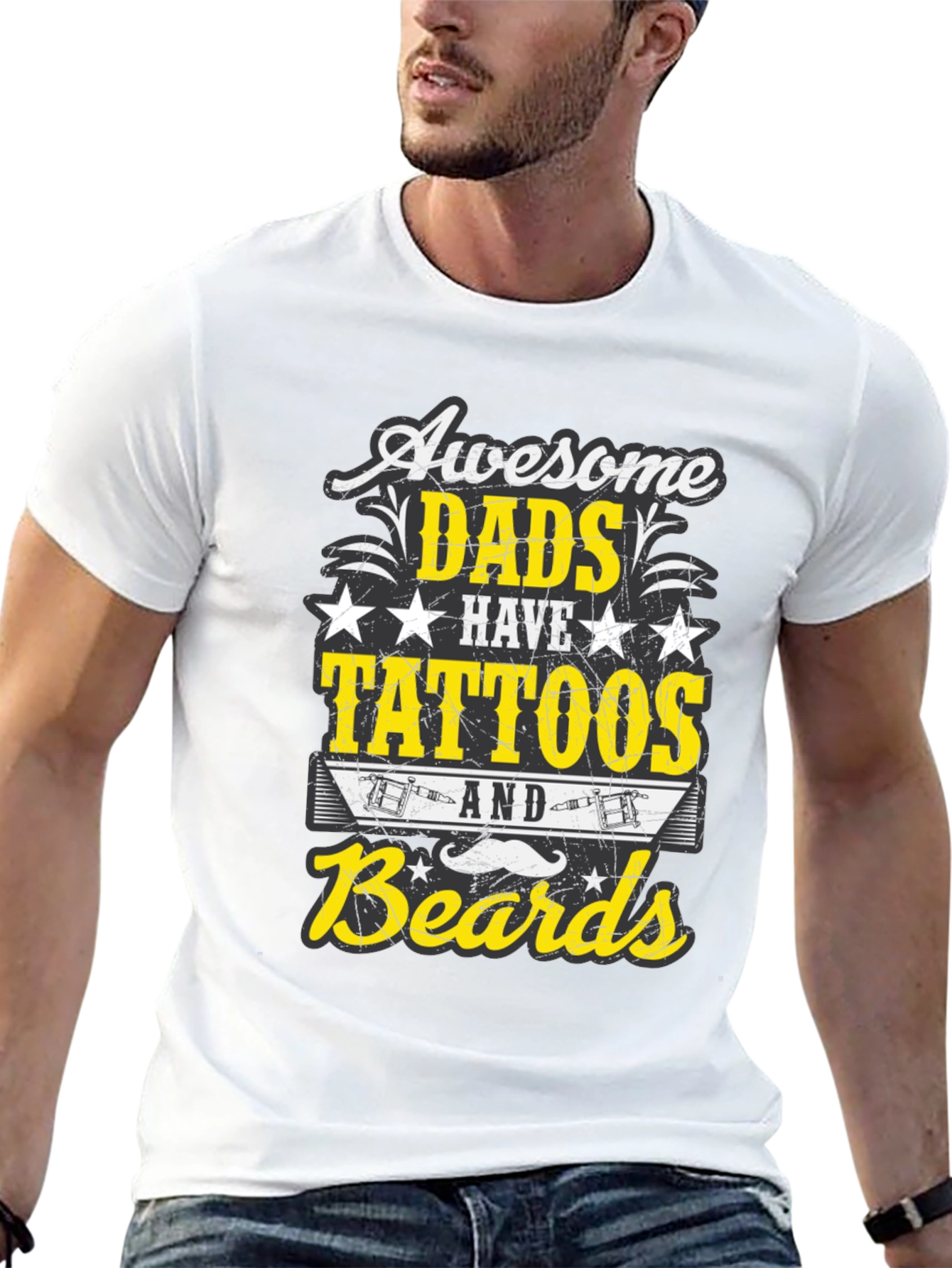 Black Awesome Dads Tattoos & Beards T-Shirt view 13