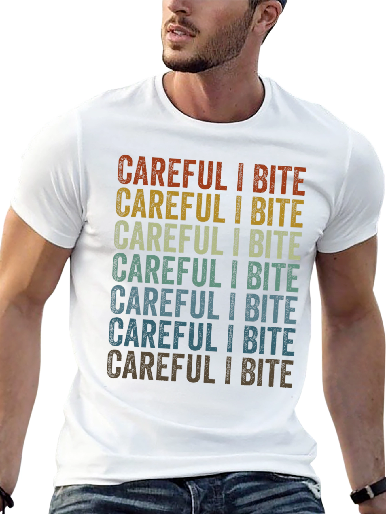 Black Careful I Bite Graphic T-Shirt - Retro Style view 13