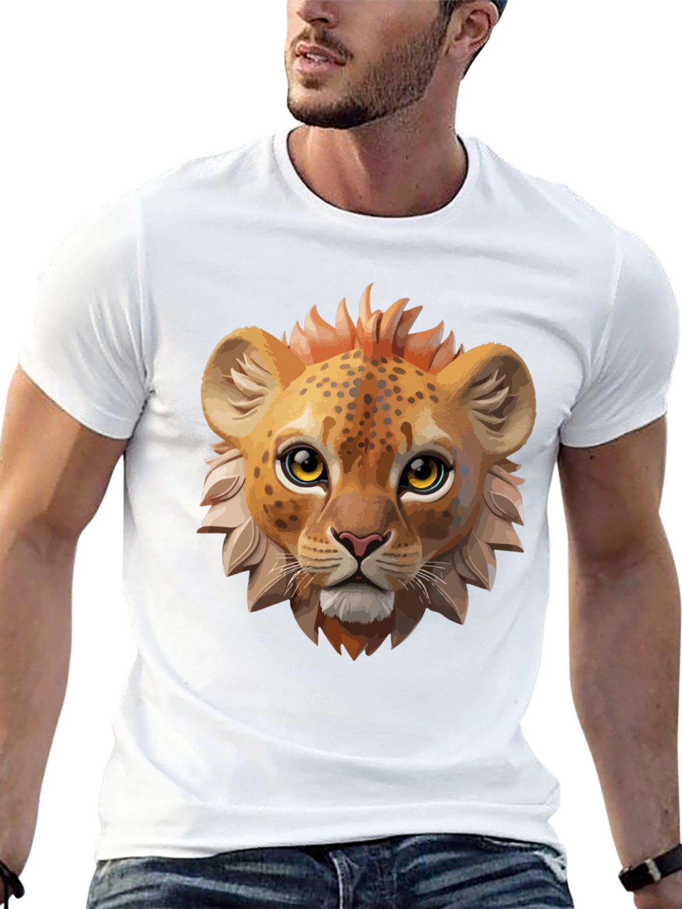 Black Lion Cub Graphic Tee - Black Cotton Shirt view 13