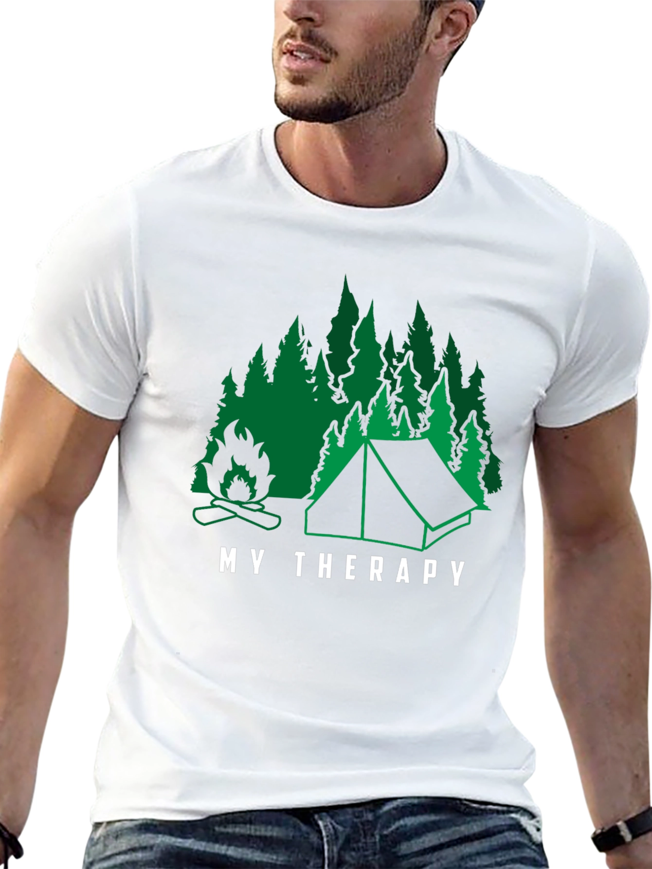 Black Camping Therapy Graphic Tee - Nature Adventure Shirt view 13