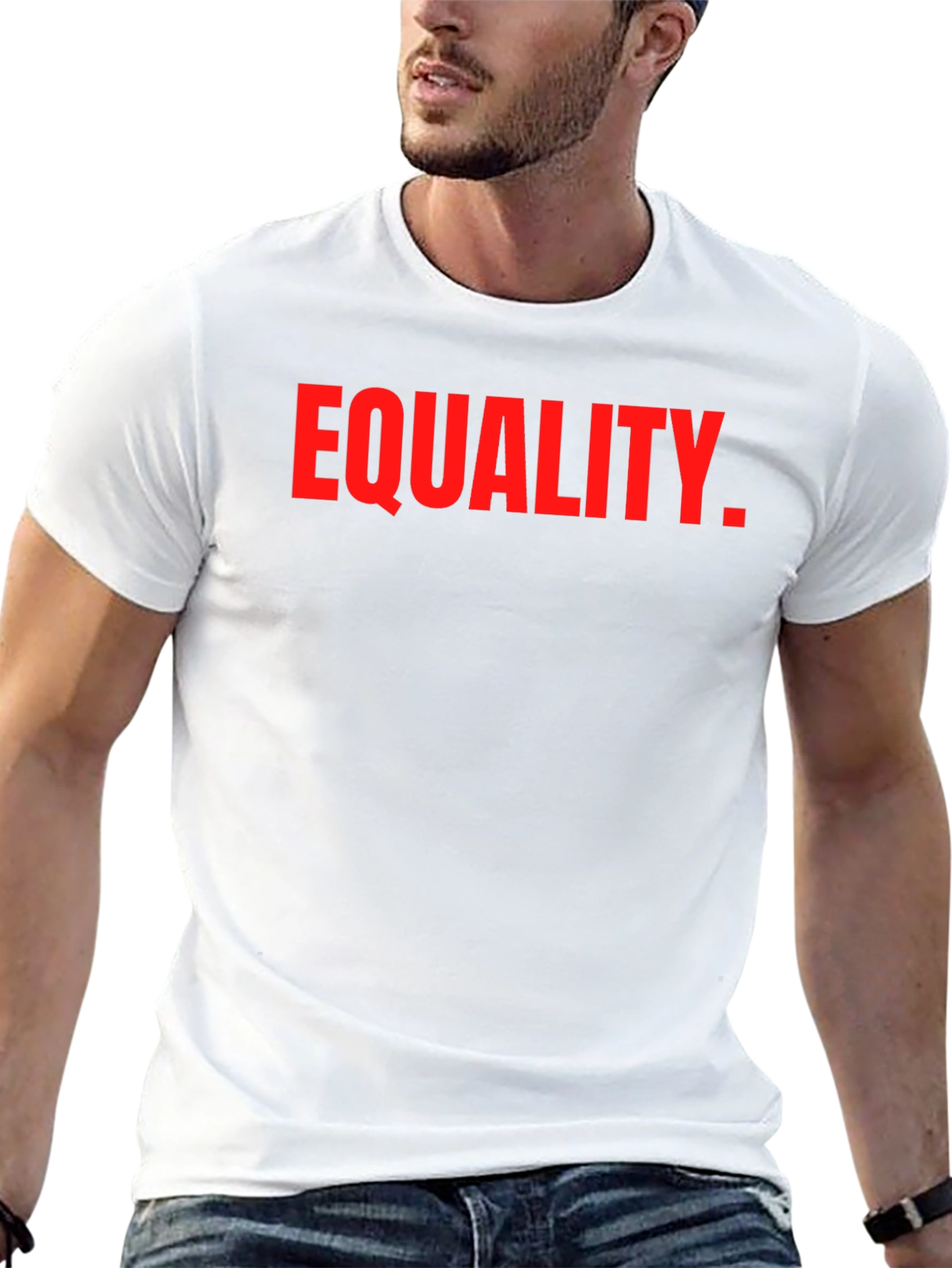 Black Equality T-Shirt - Red Print on Black view 13