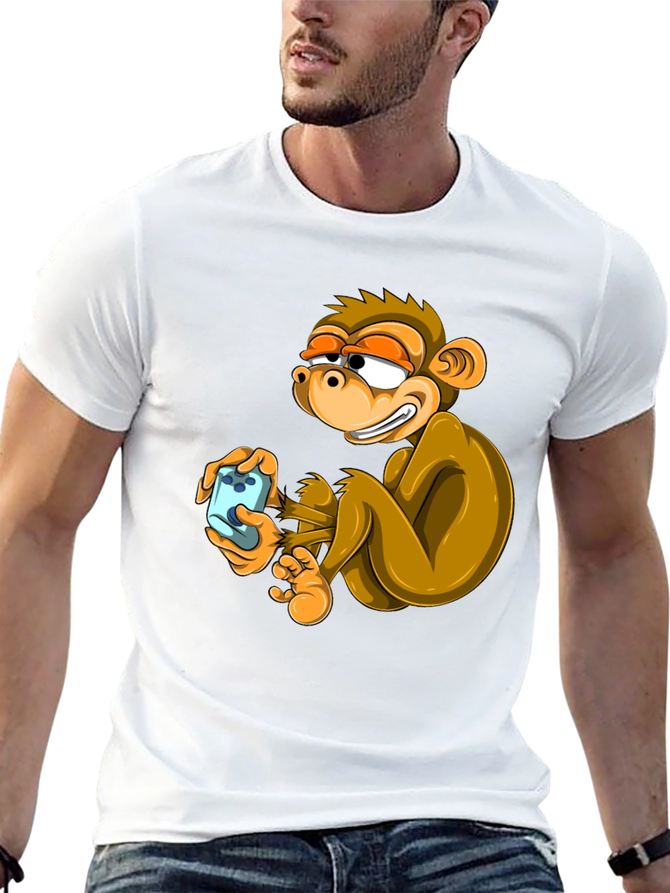 Black Funny Monkey Graphic Tee - Black Cotton T-Shirt view 13