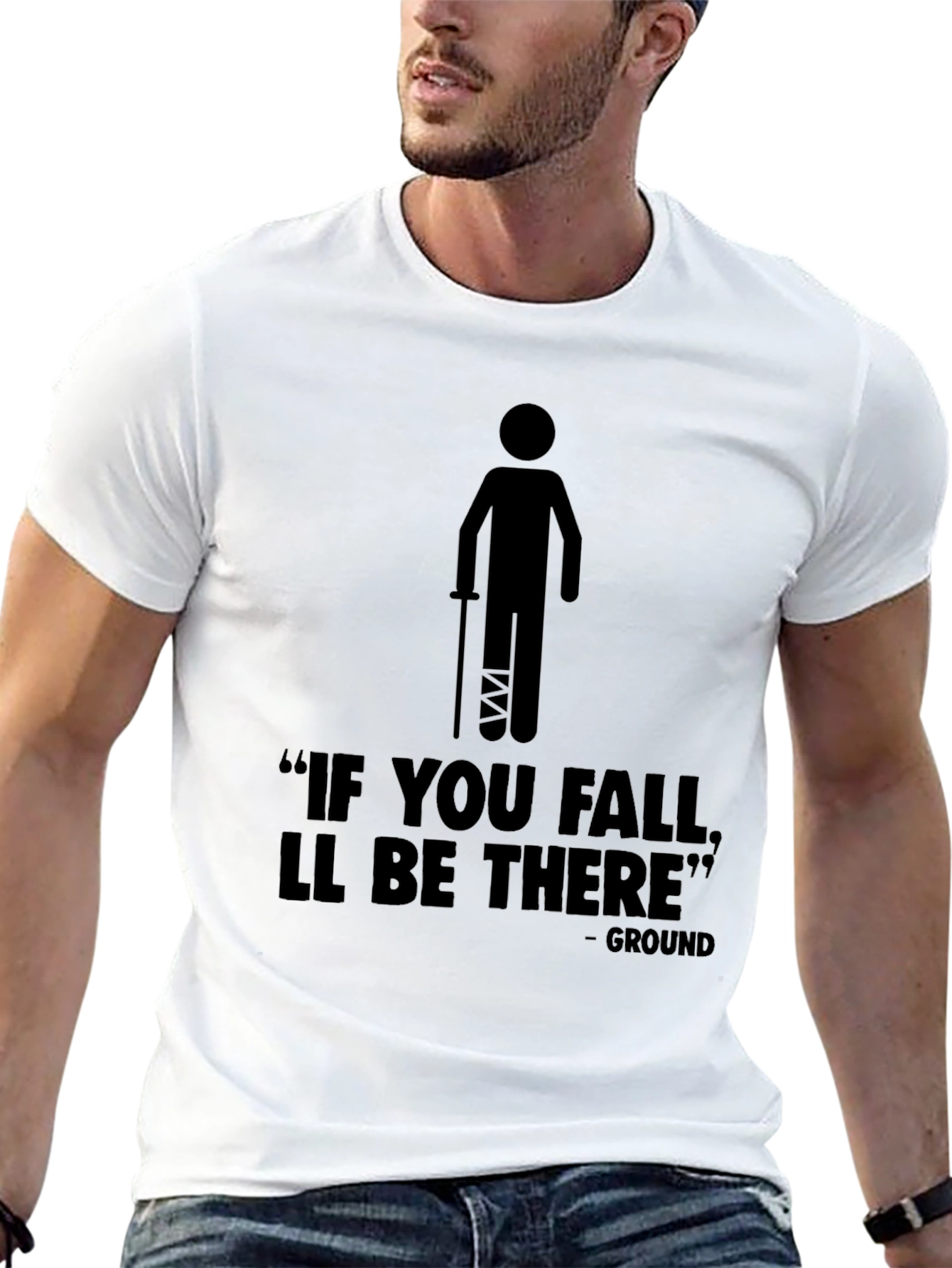 Black Humorous "If You Fall" Graphic T-Shirt view 13