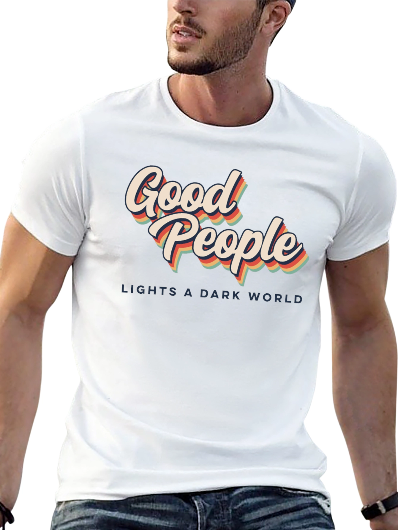 Black Good People Retro Graphic T-Shirt - Lights A Dark World view 13
