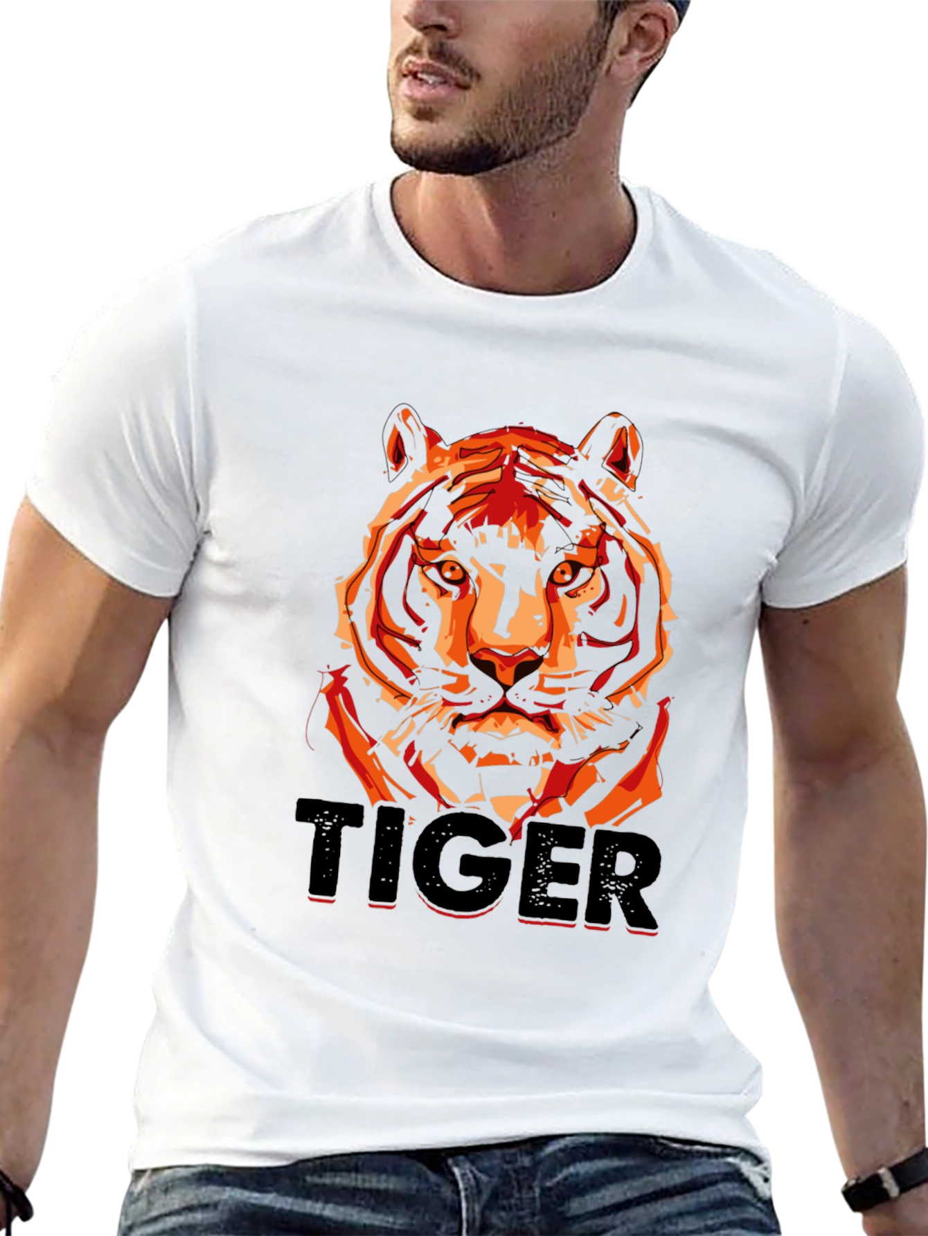 Black Tiger Graphic T-Shirt - Men's Black Tee view 13