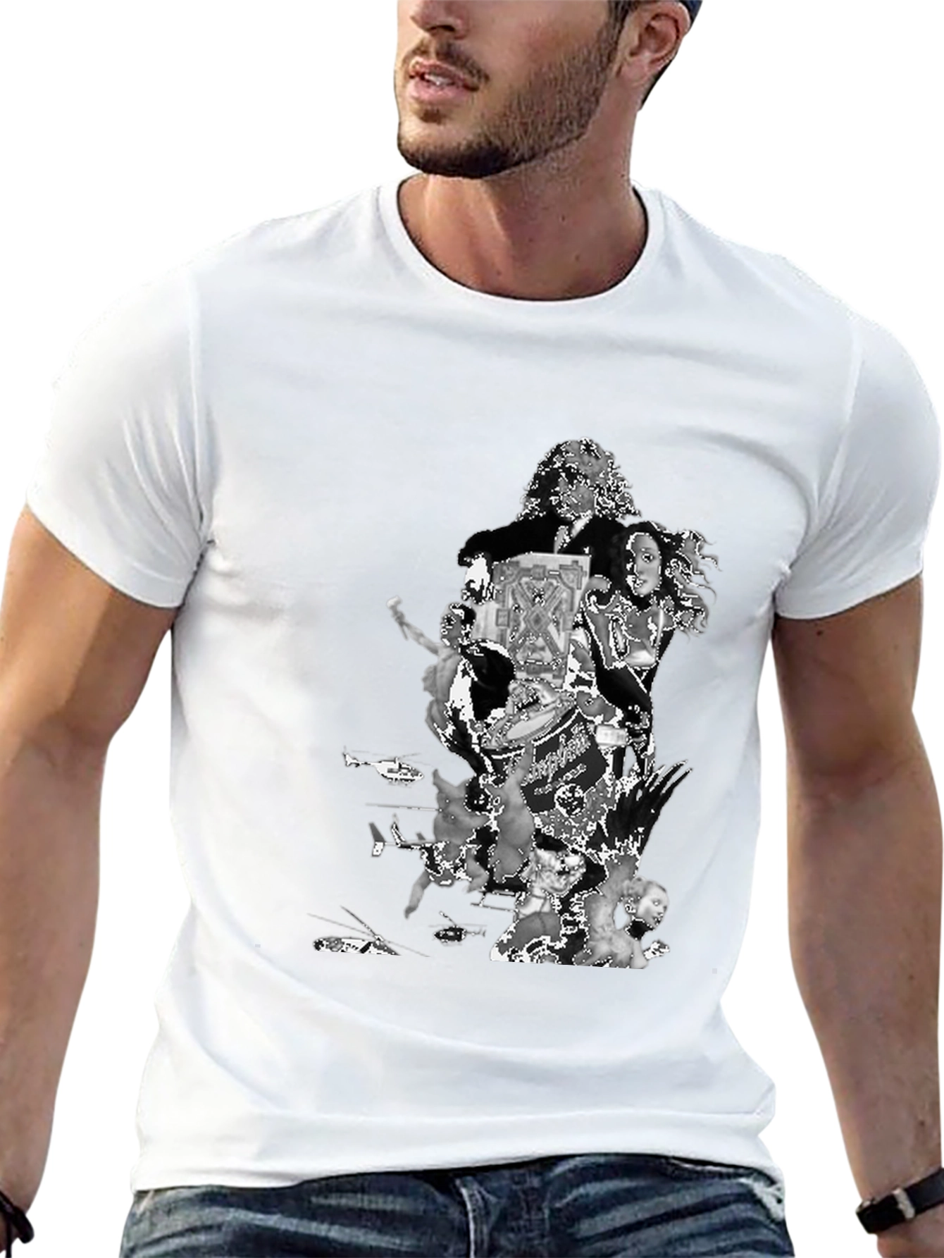 Black Retro Collage Graphic T-Shirt - Black view 13