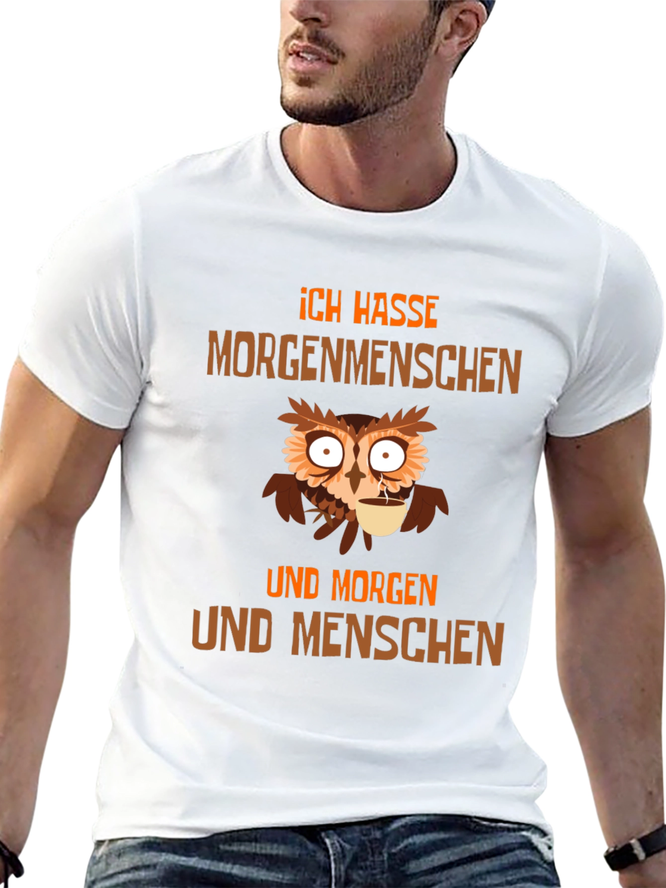 Black Ich Hasse Morgenmenschen Owl T-Shirt view 13